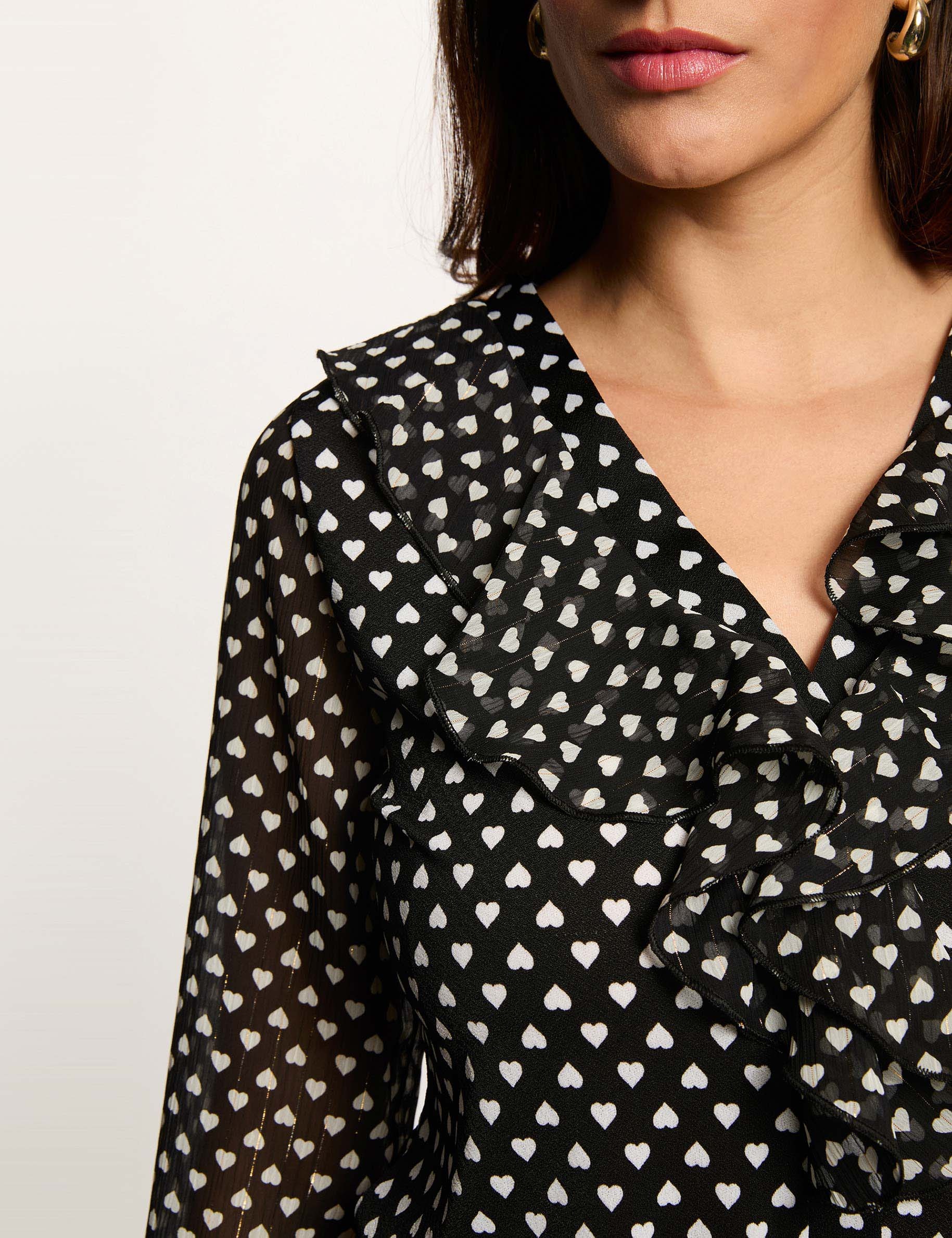 Blusa de gasa con cuello en v negro mujer
