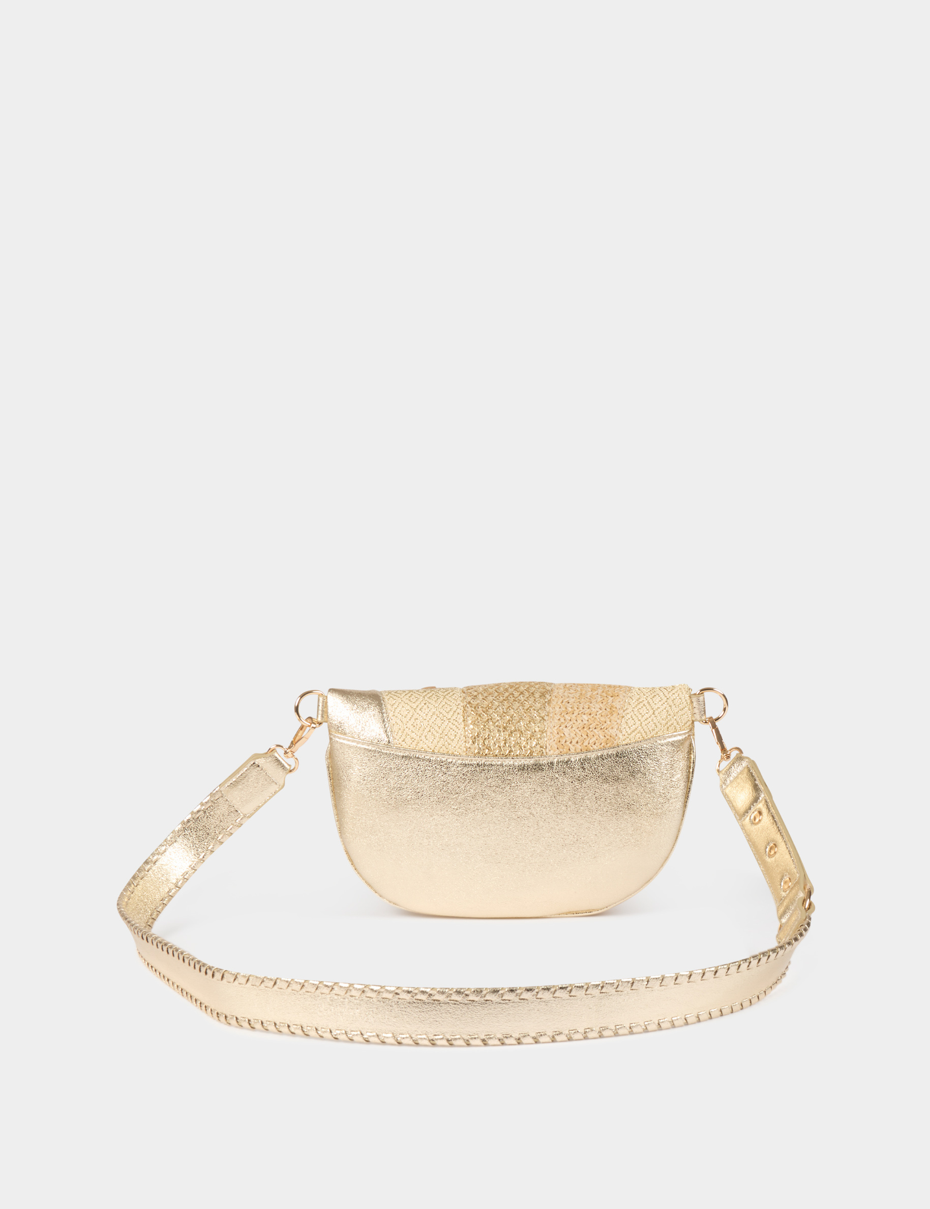 Riñonera metalizada amarillo oro mujer