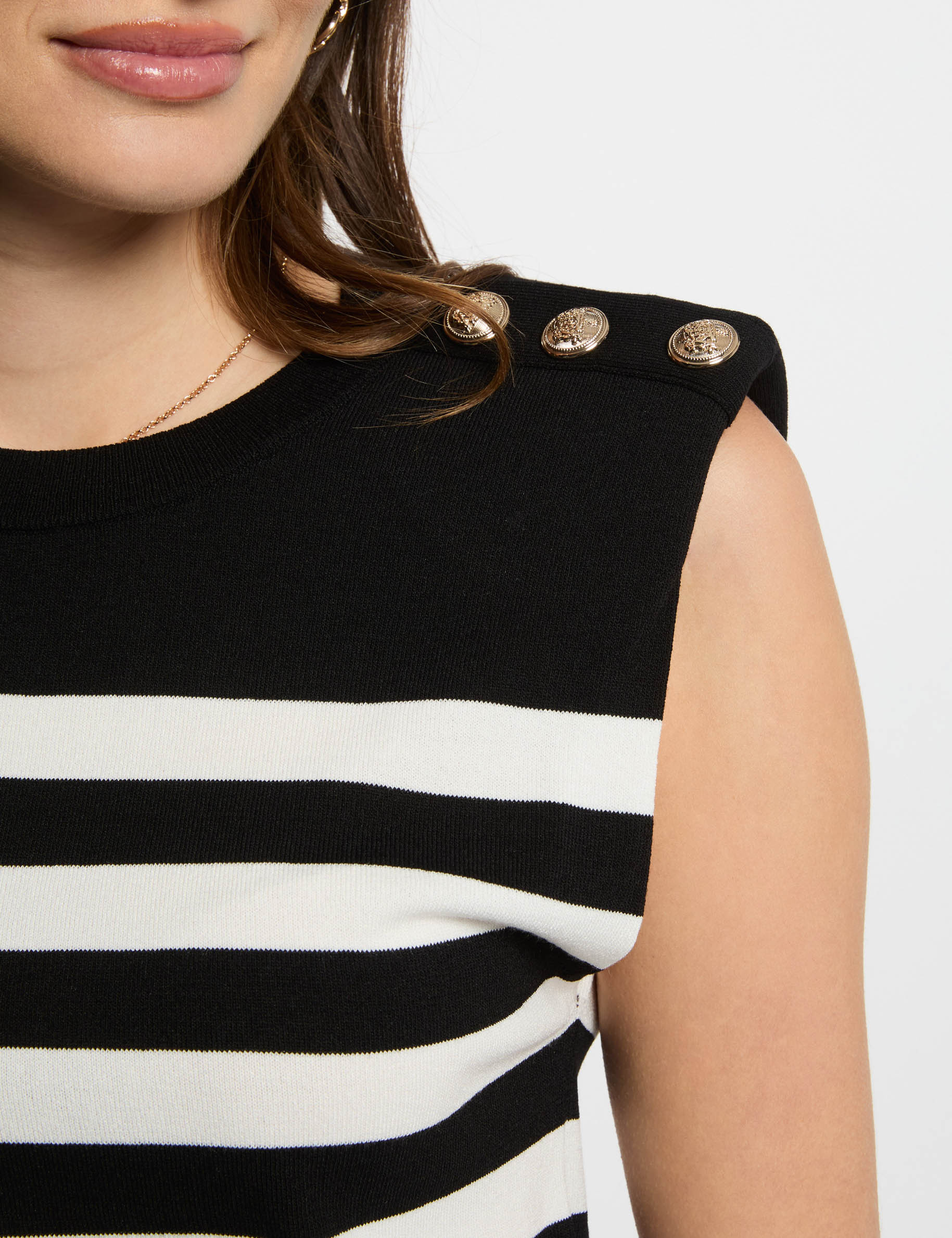 jersey sin mangas y rayas negro mujer Jersey sin mangas y rayas negro mujer