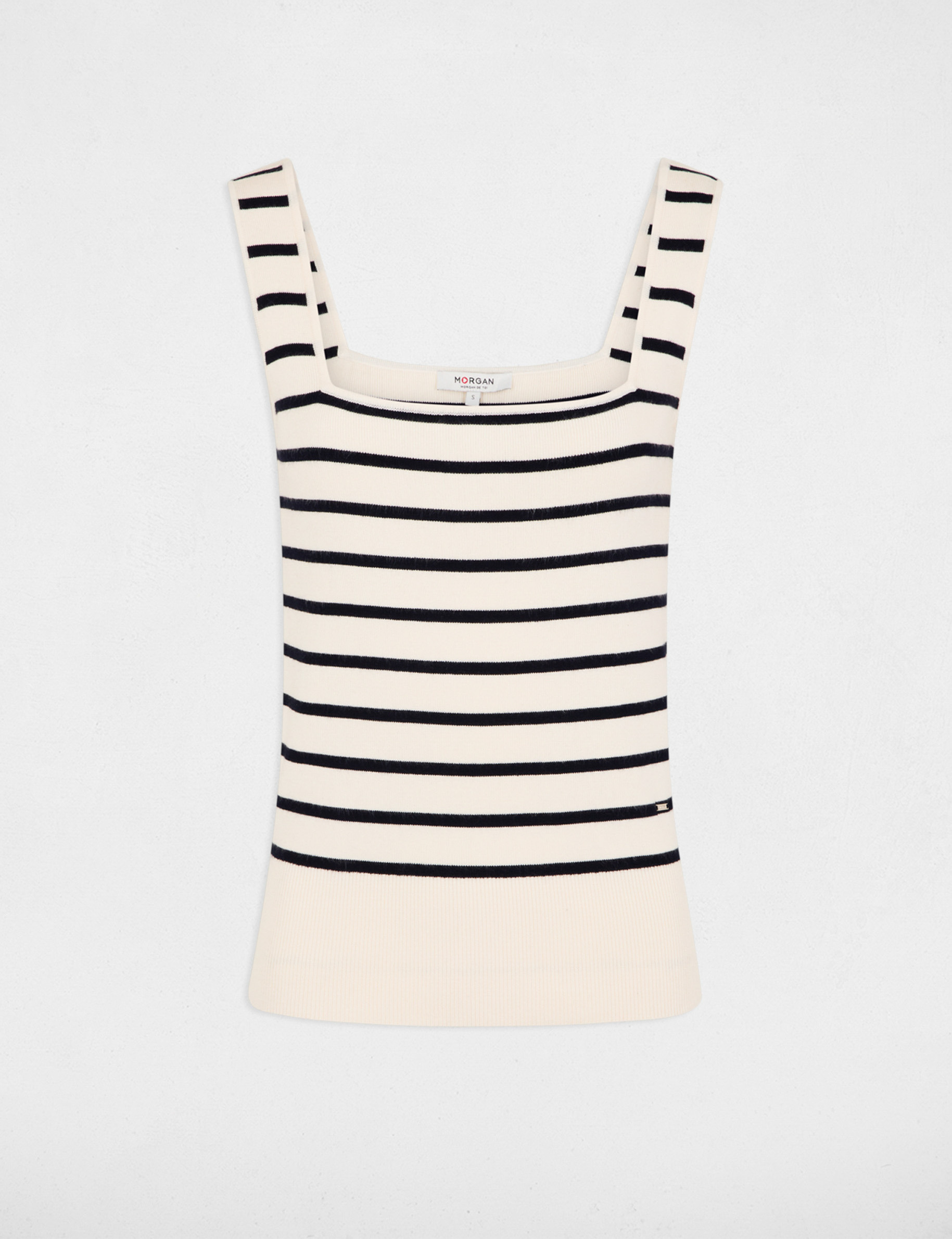jersey cuello cuadrado y rayas crudo mujer Jersey cuello cuadrado y rayas crudo mujer