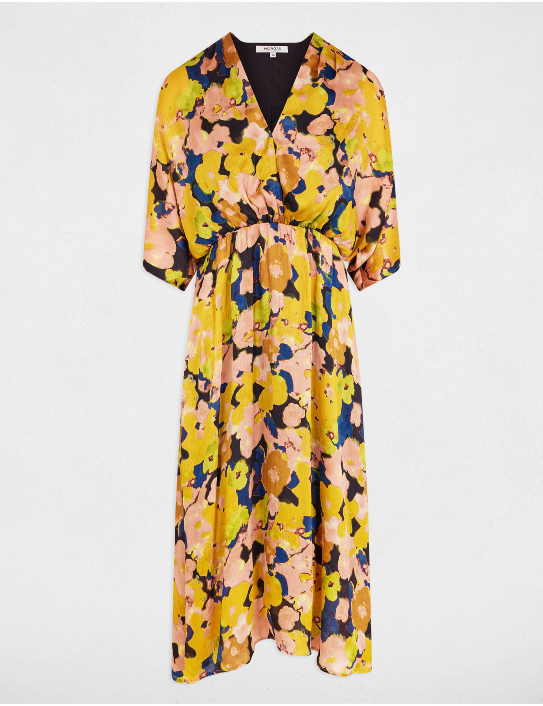 Vestido midi recto estampado multicolor mujer