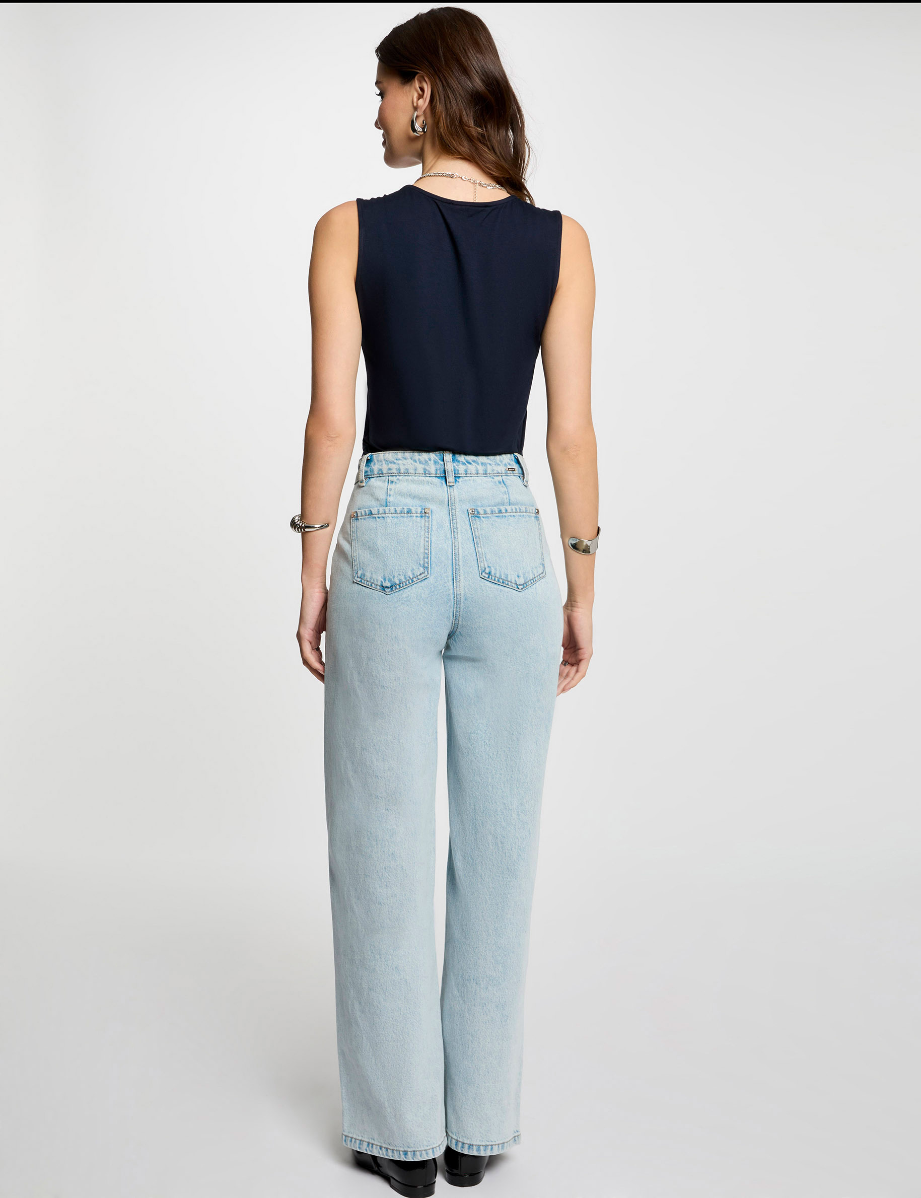 top sin manga azul marino mujer Top sin manga azul marino mujer