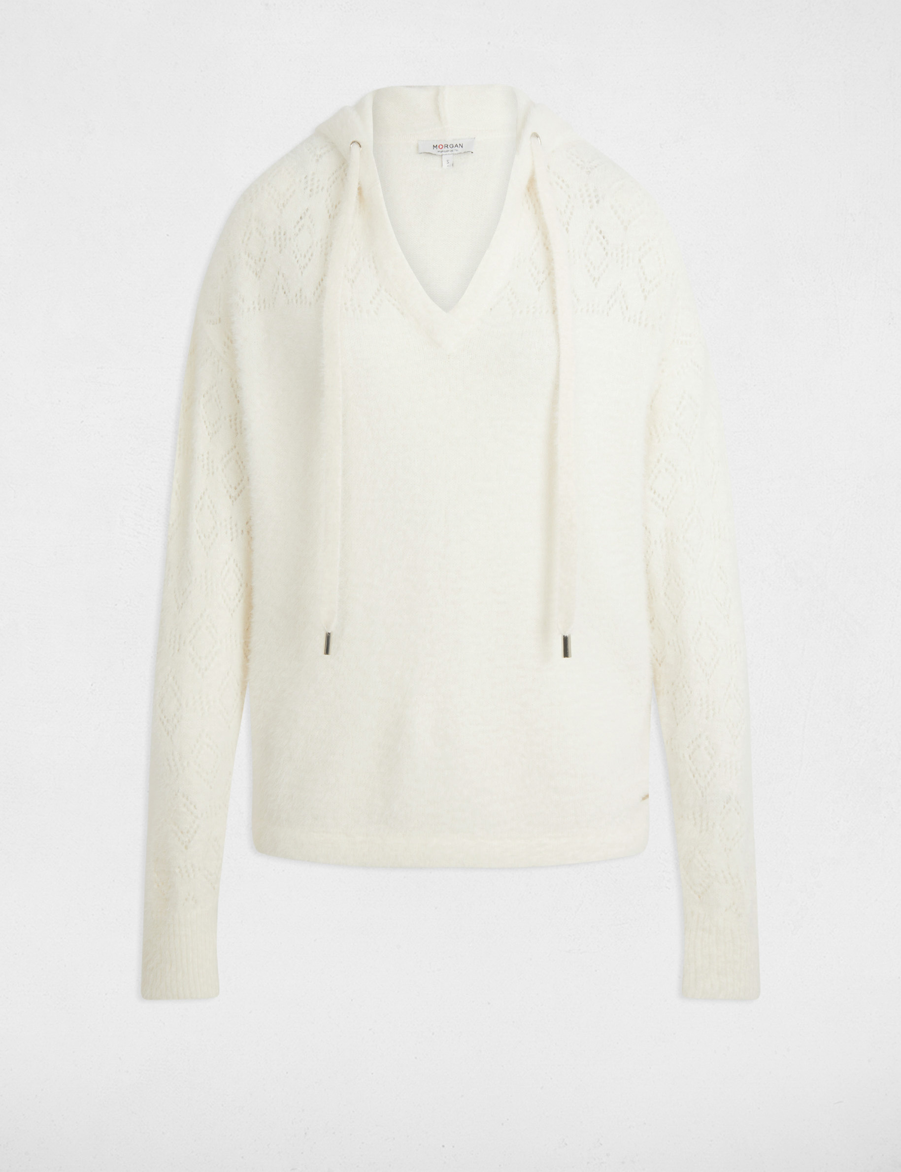 Jersey con capucha marfil mujer