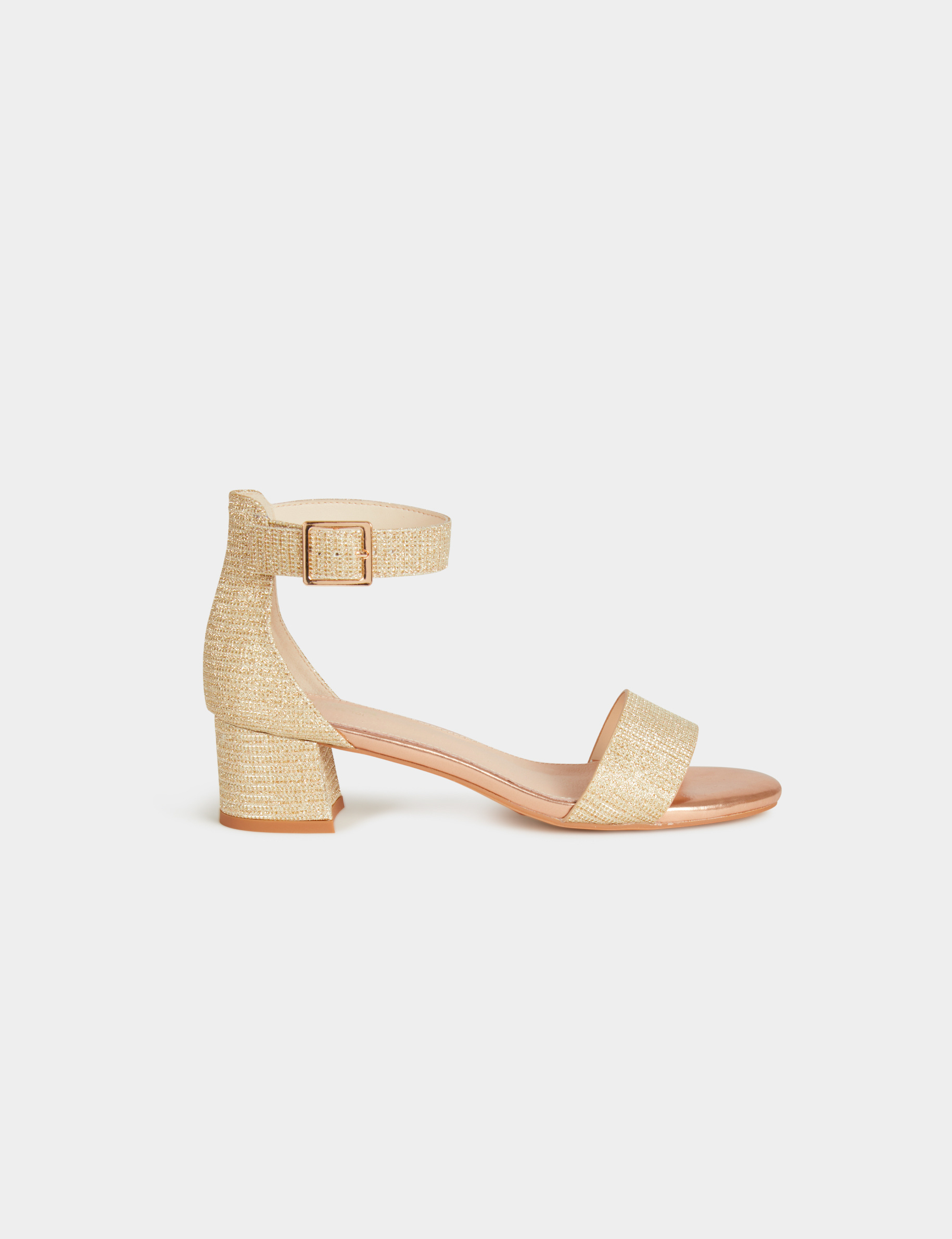 sandalias de tacon efecto metalizado dorado mujer Sandalias de tacón efecto metalizado dorado mujer