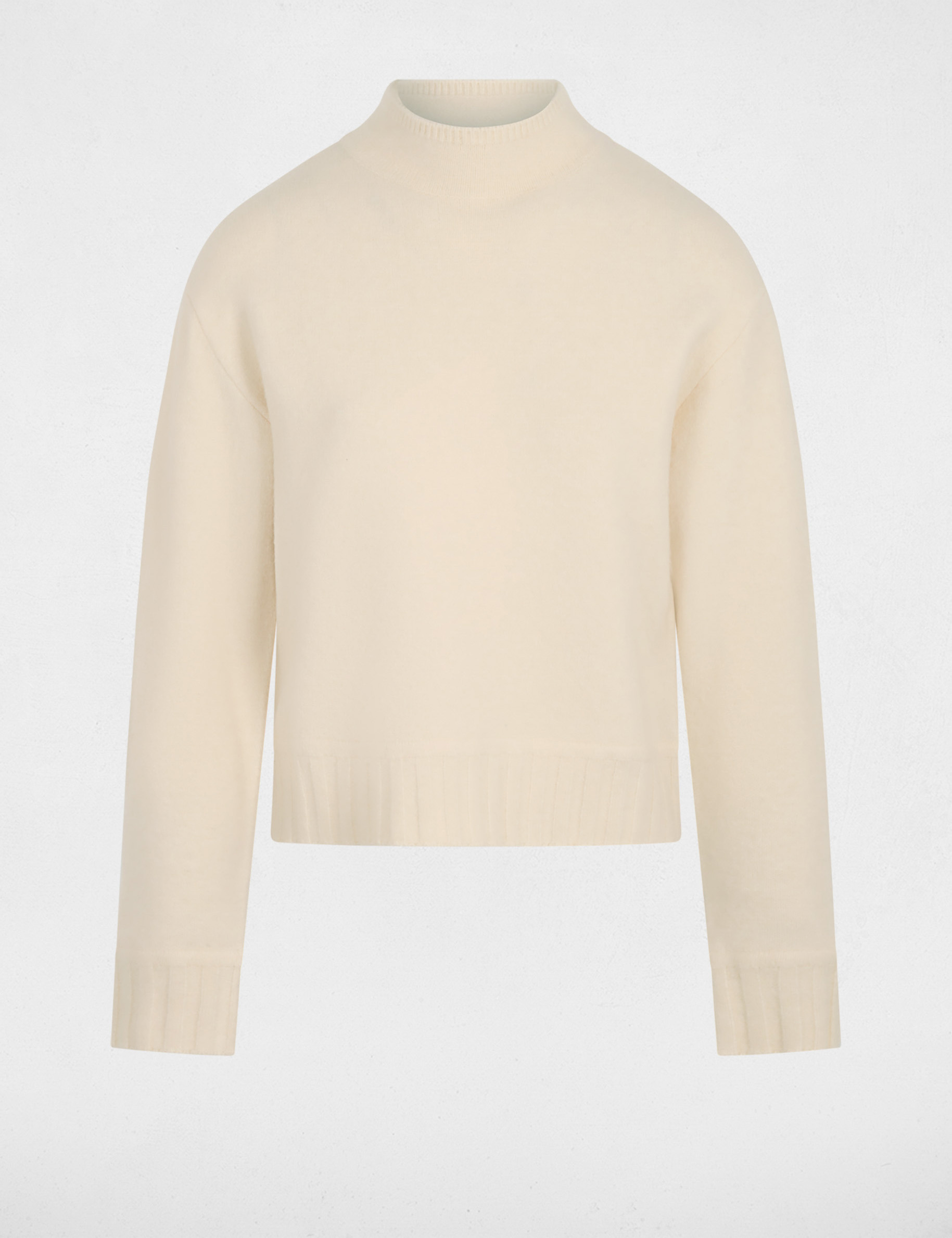 Jersey de cuello alto beige mujer