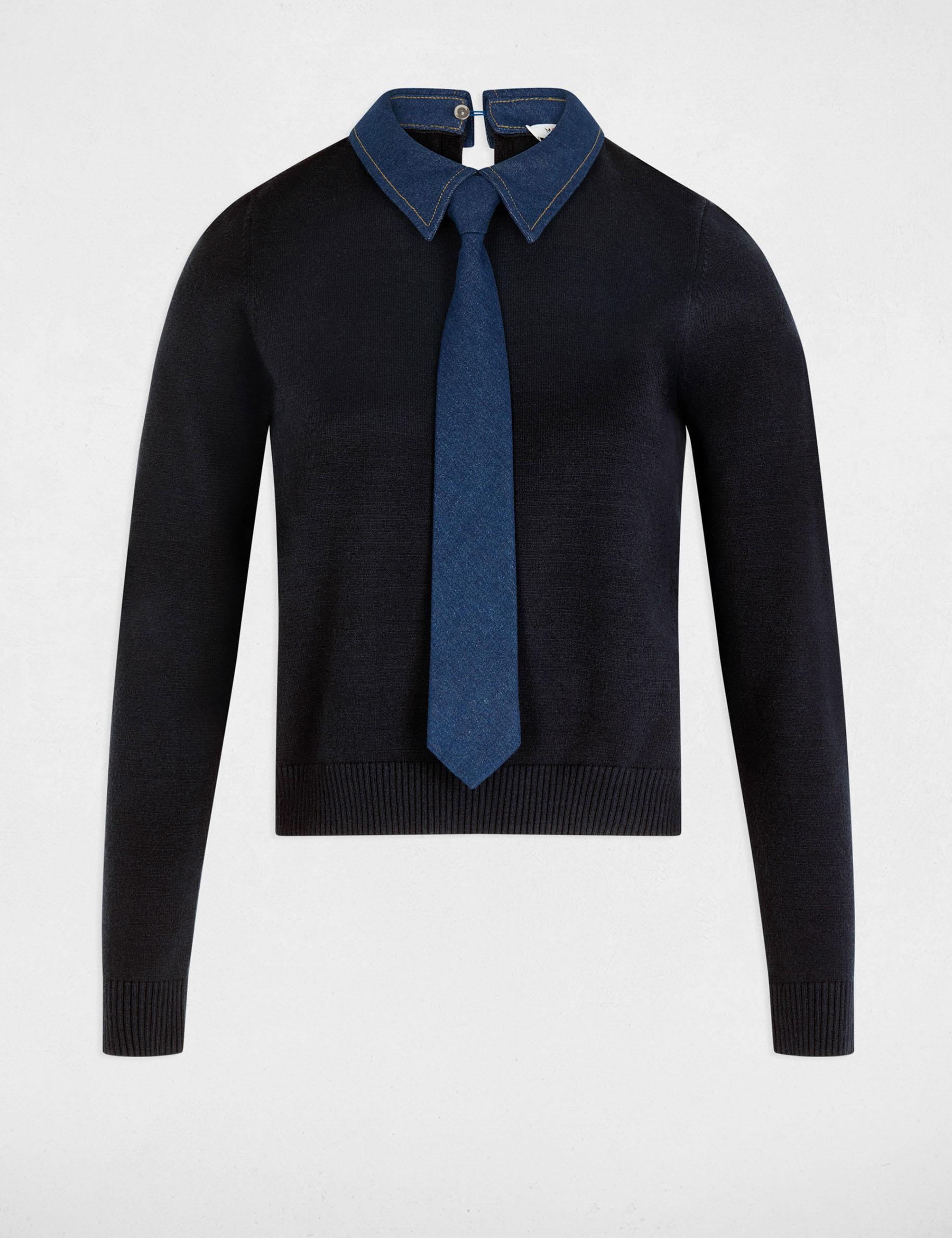 Jersey con cuello vuelto azul marino mujer