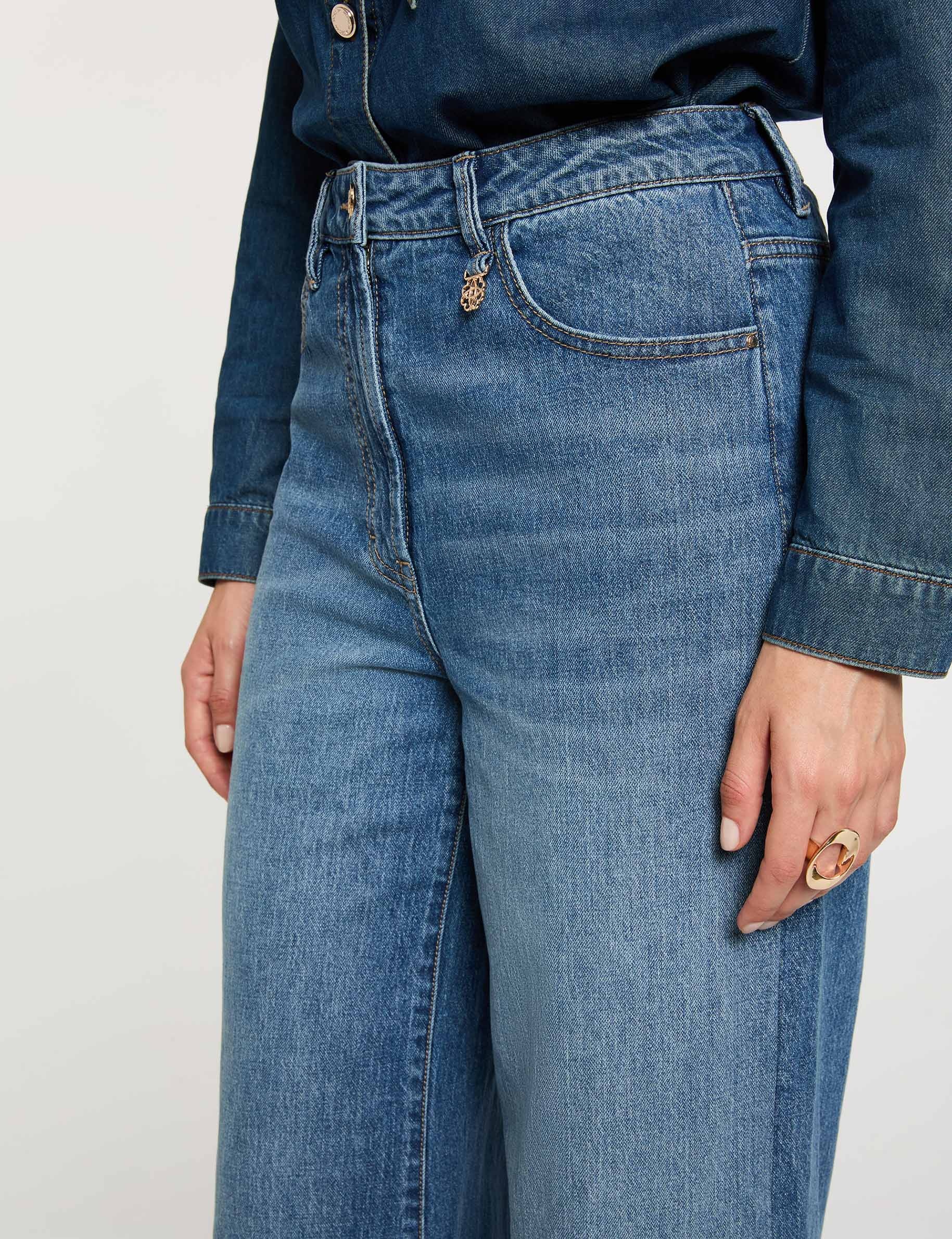 Vaqueros anchos de tiro alto denim stone mujer