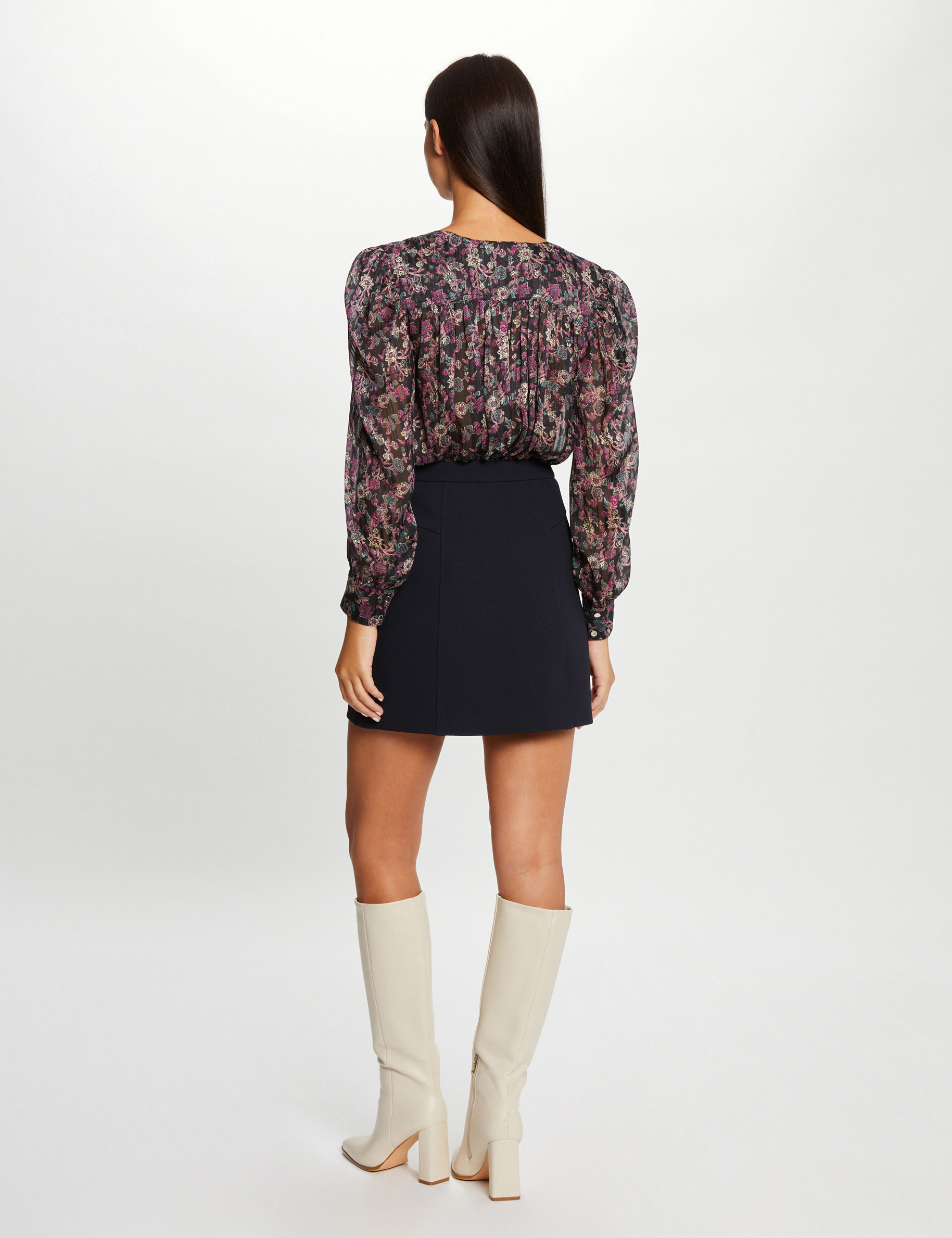 Camisa manga larga estampada multico mujer