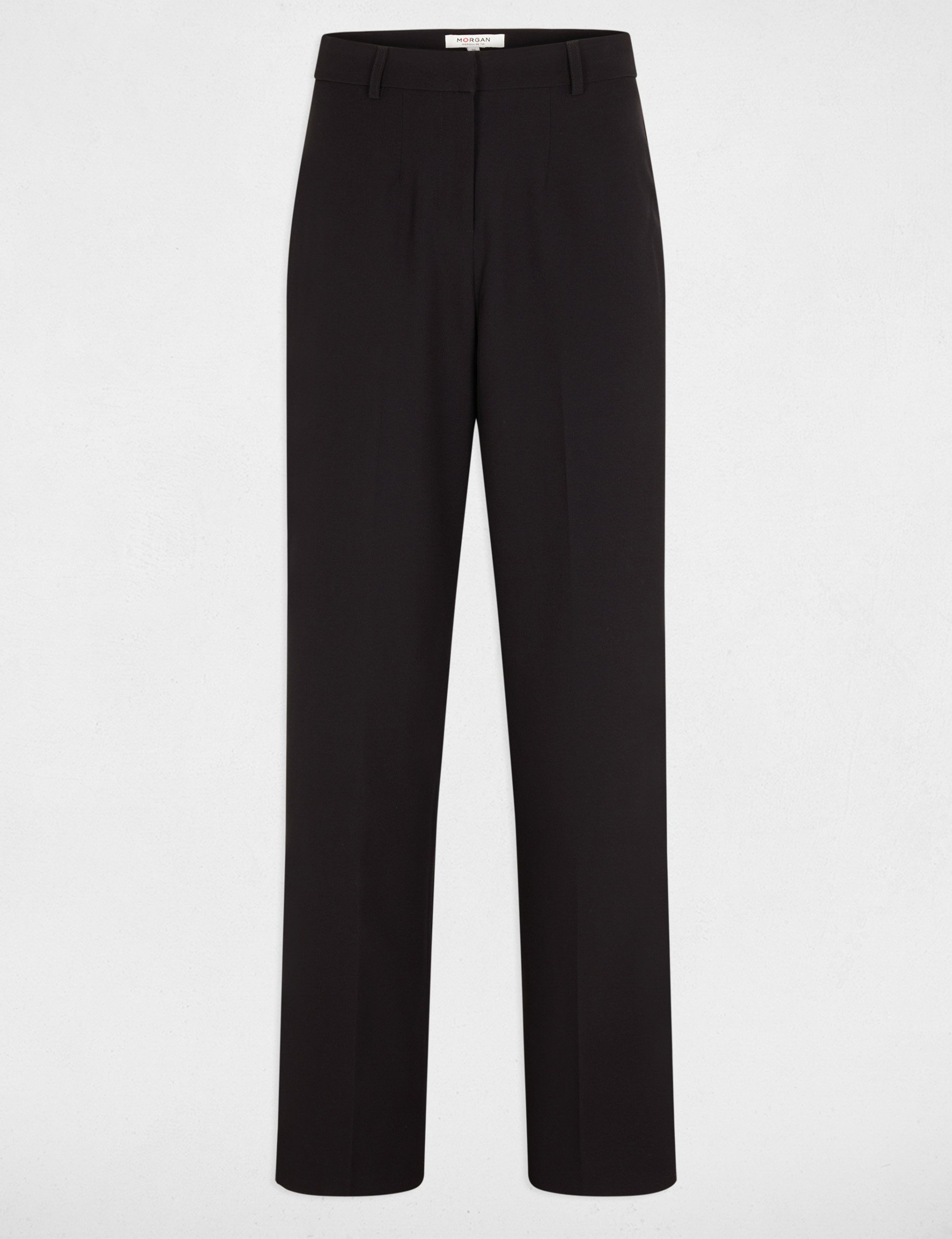 pantalon recto con pinzas negro mujer Pantalón recto con pinzas negro mujer