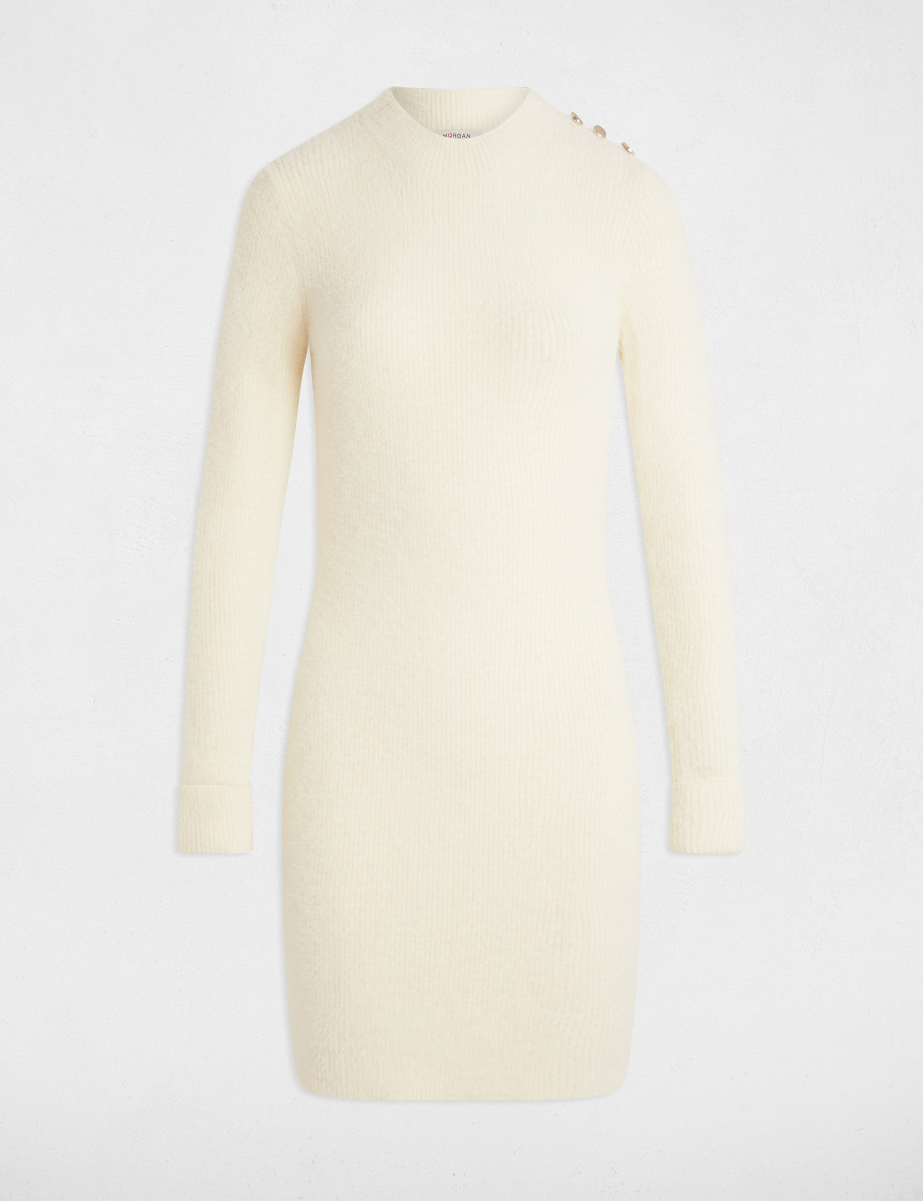 vestido punto corto ajustado marfil mujer Vestido punto corto ajustado marfil mujer