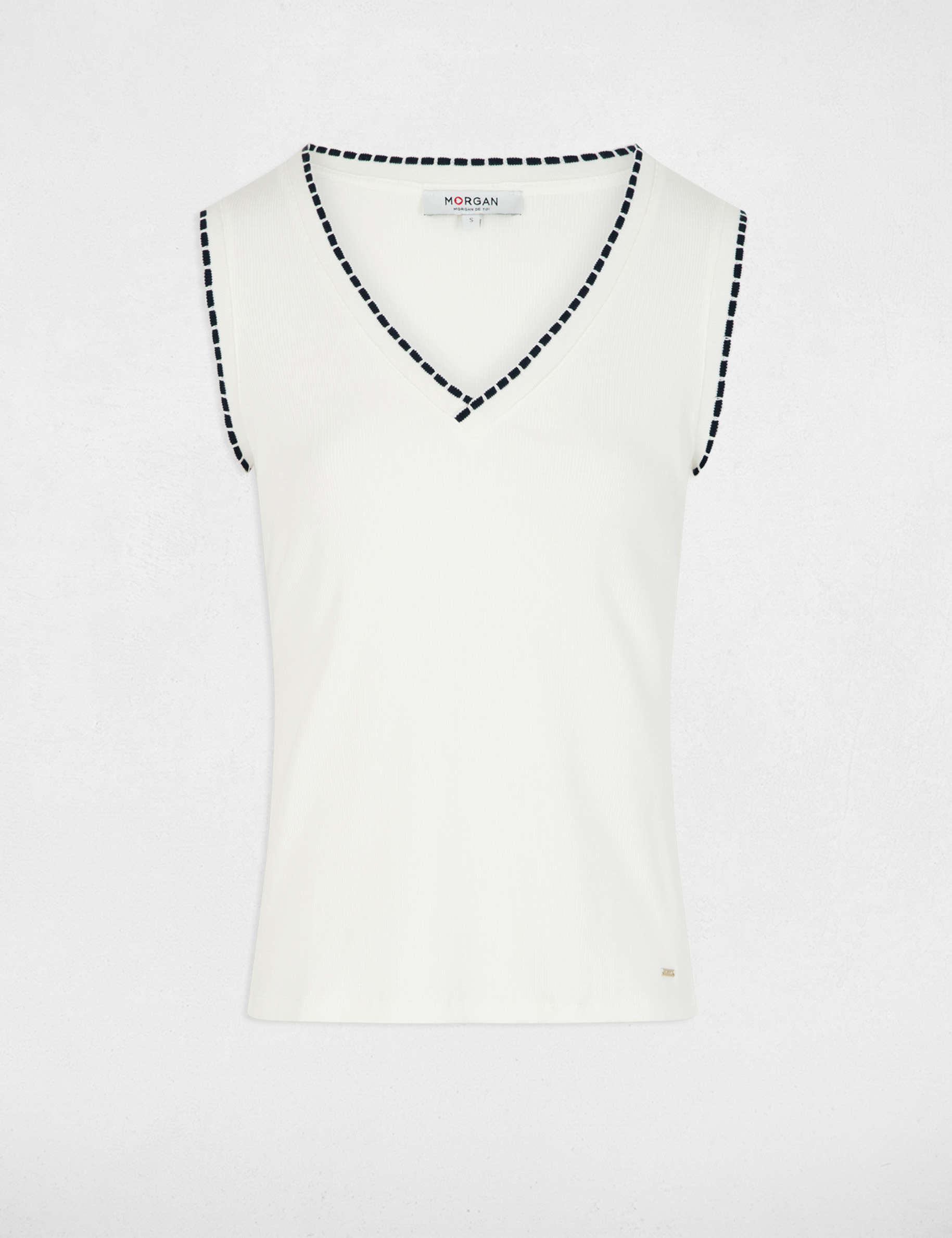 Top sin manga blanco mujer