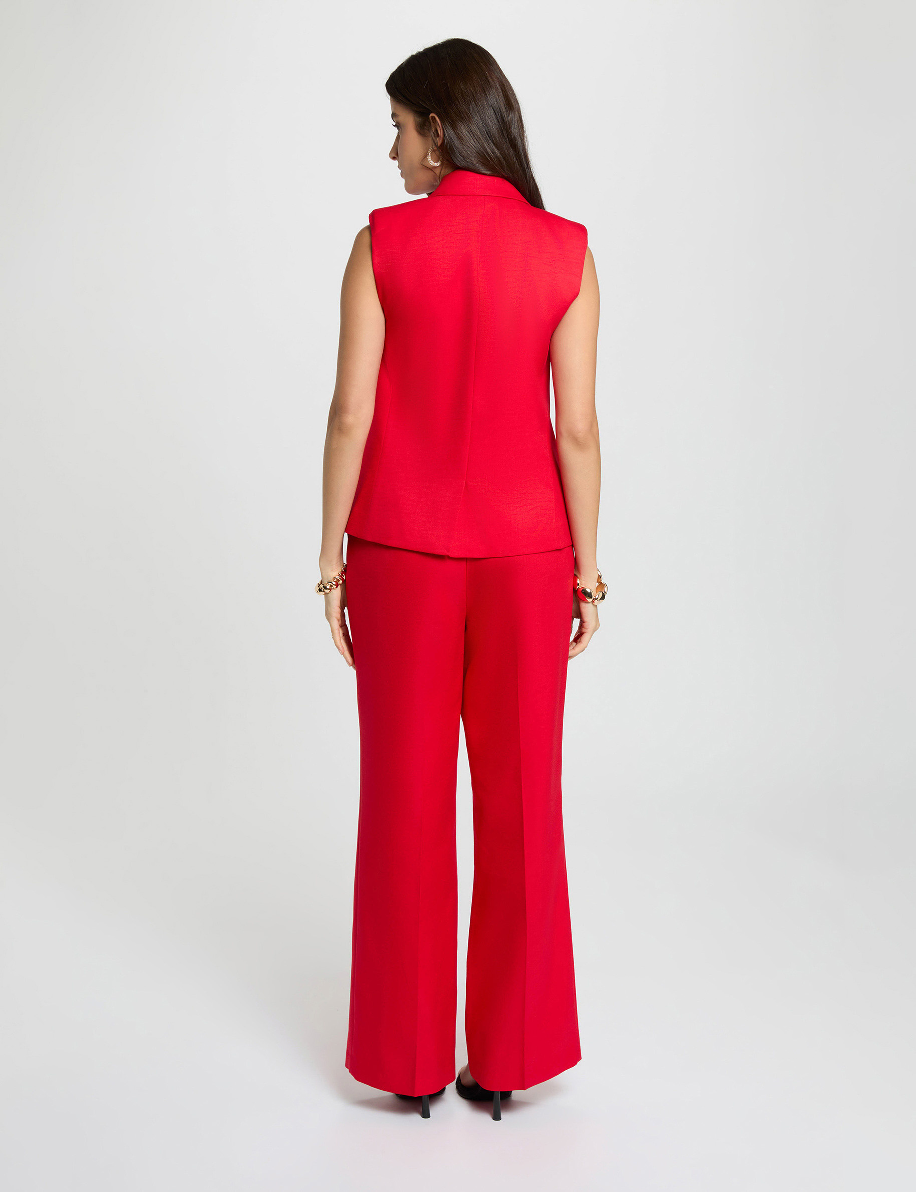 Chaqueta ajustada sin mangas rojo mujer