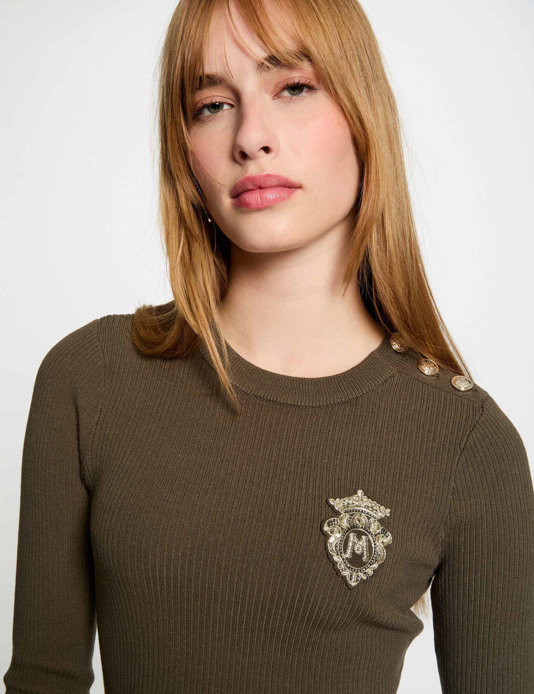 jersey cuello redondo verde caqui mujer Jersey cuello redondo verde caqui mujer