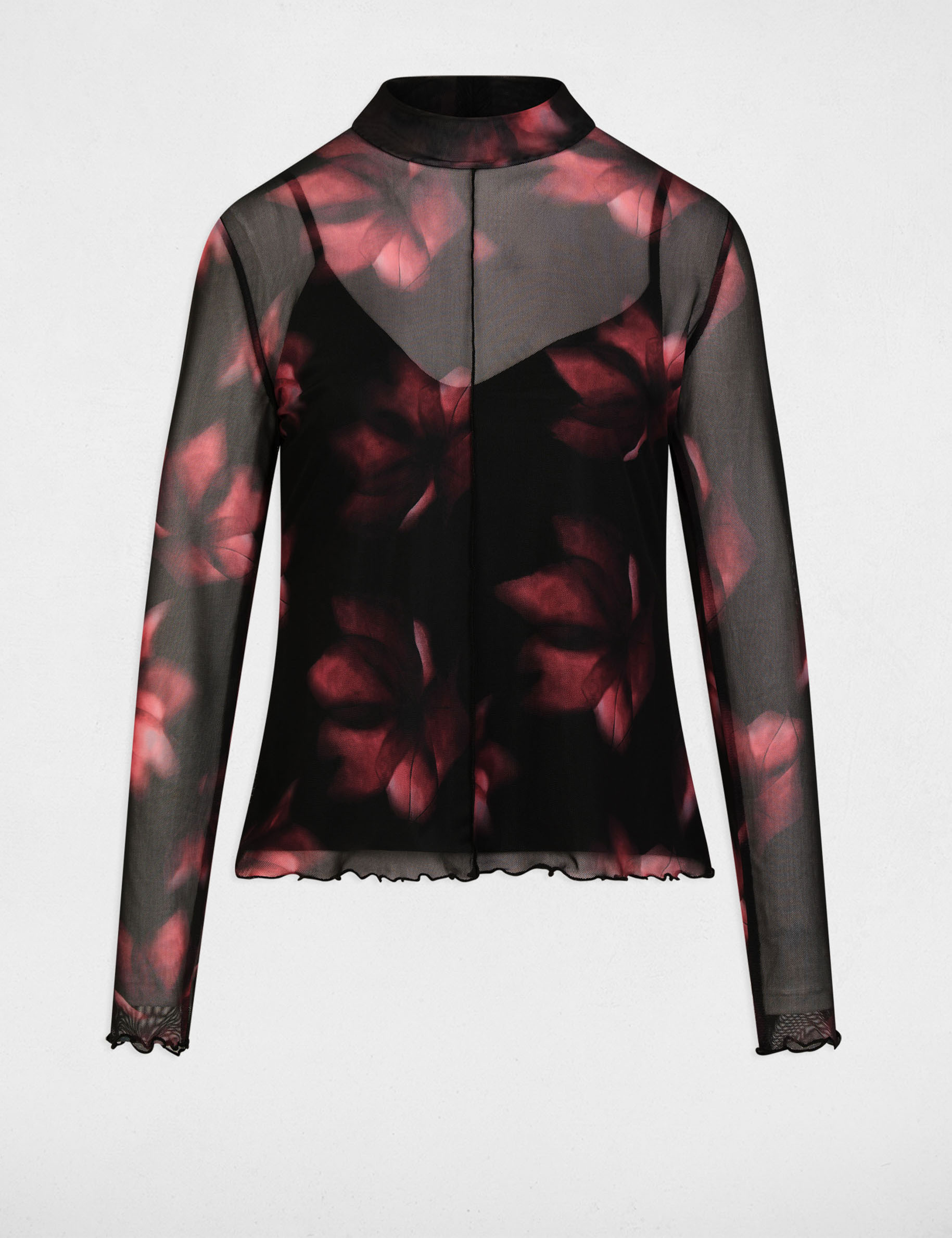 Camiseta ajustada manga larga multicolor mujer