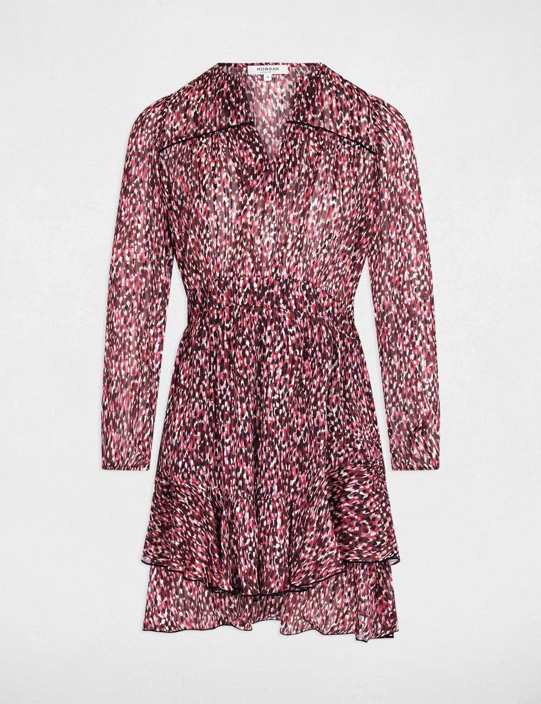 Vestido corto con cuello en V multicolor mujer