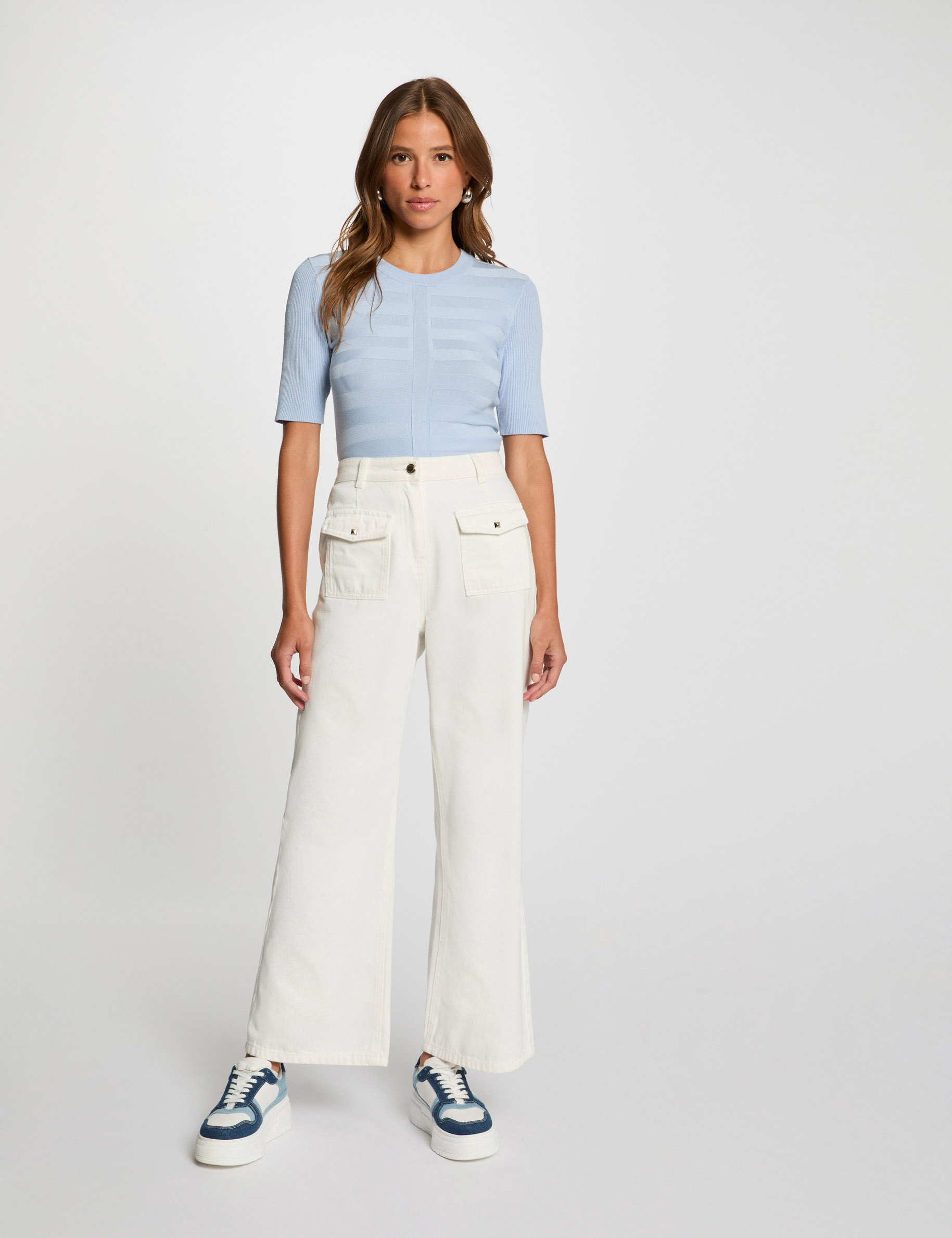 jersey manga corta azul cielo mujer Jersey manga corta azul cielo mujer