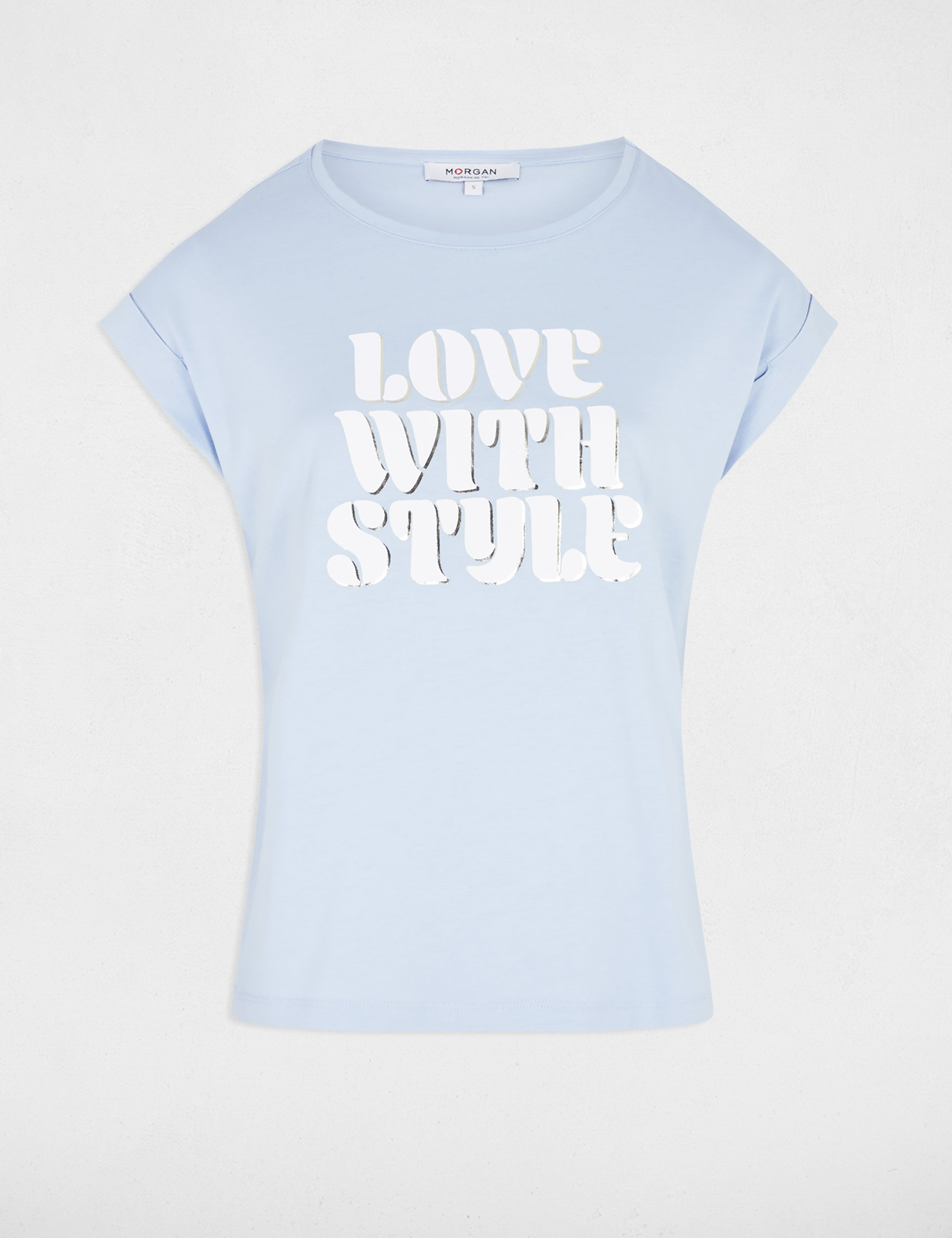 camiseta con mensaje azul cielo mujer Camiseta con mensaje azul cielo mujer