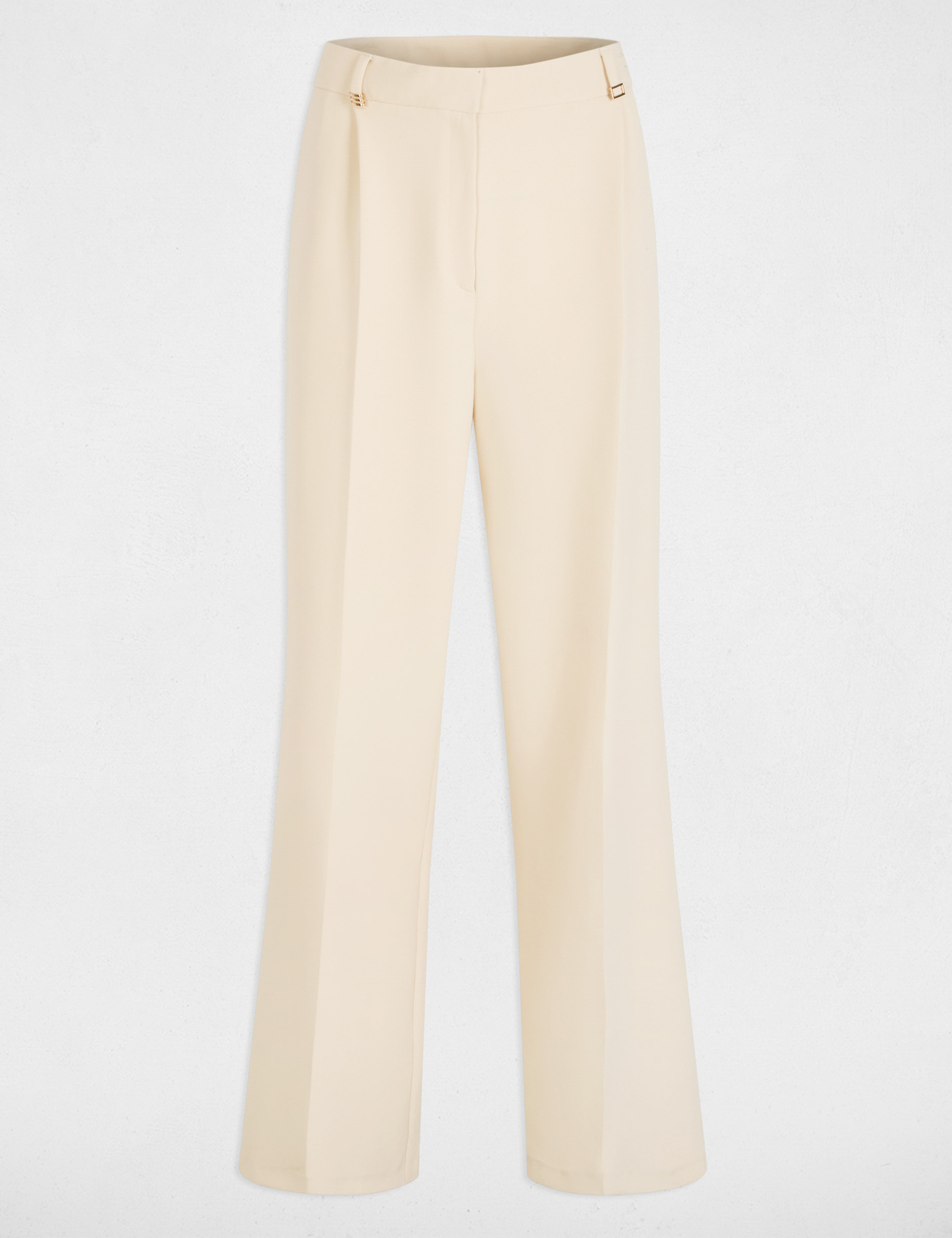 Pantalón pernera ancha pinzas creme mujer