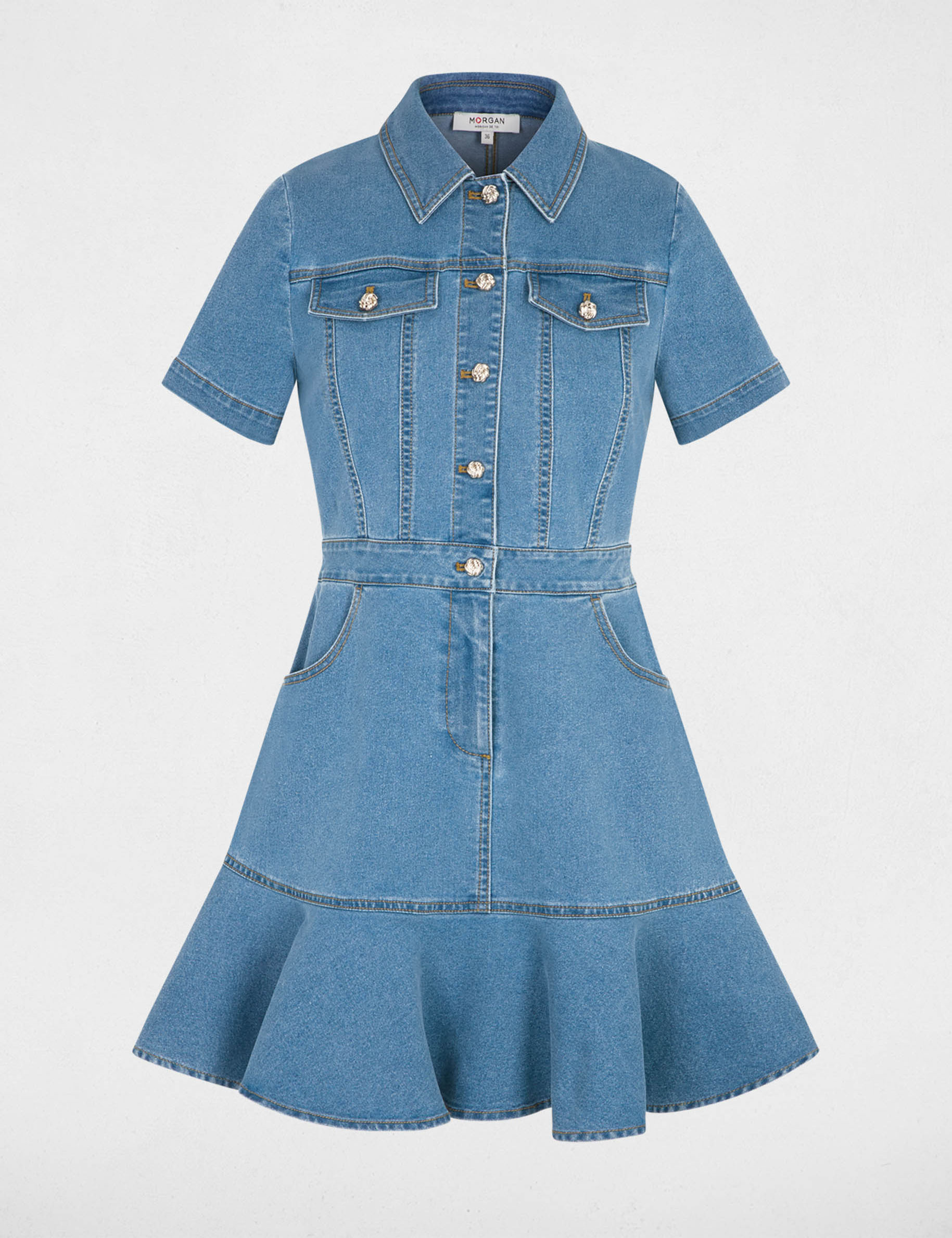 Vestido corto ajustado denim stone mujer
