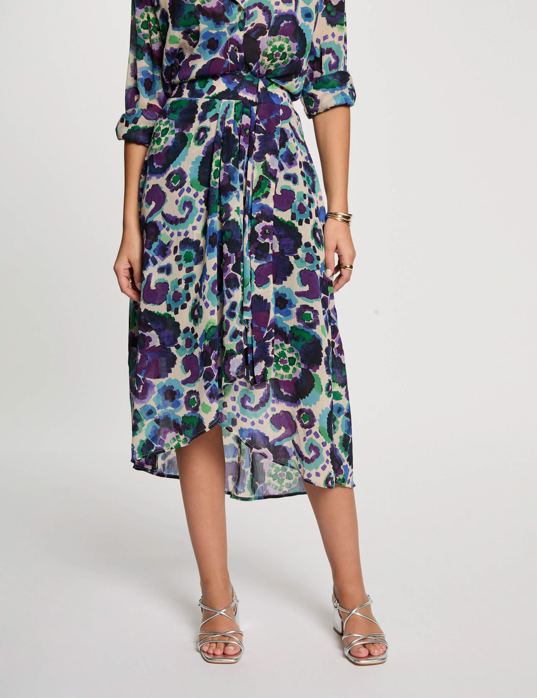 falda holgada estampada multicolor mujer Falda holgada estampada multicolor mujer