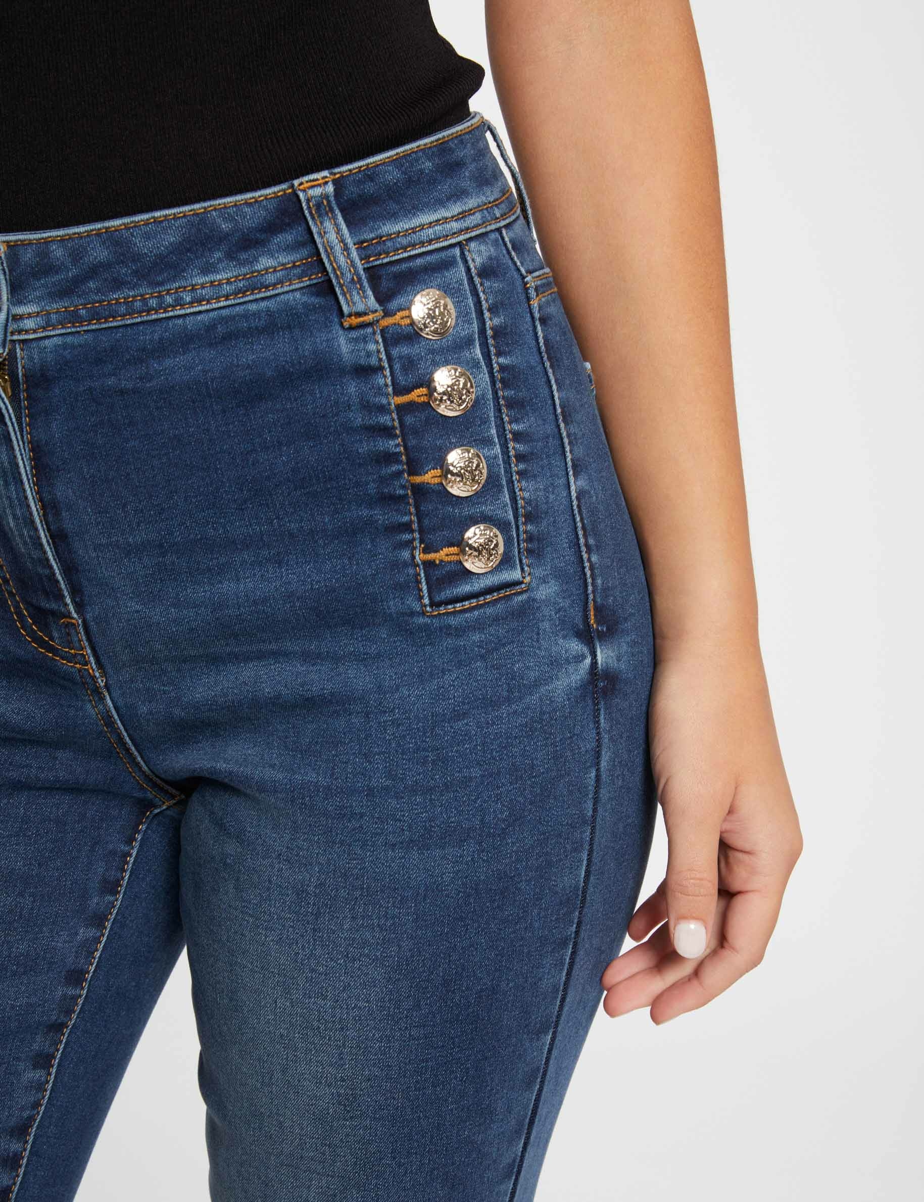 Vaquero slim con botones denim stone mujer