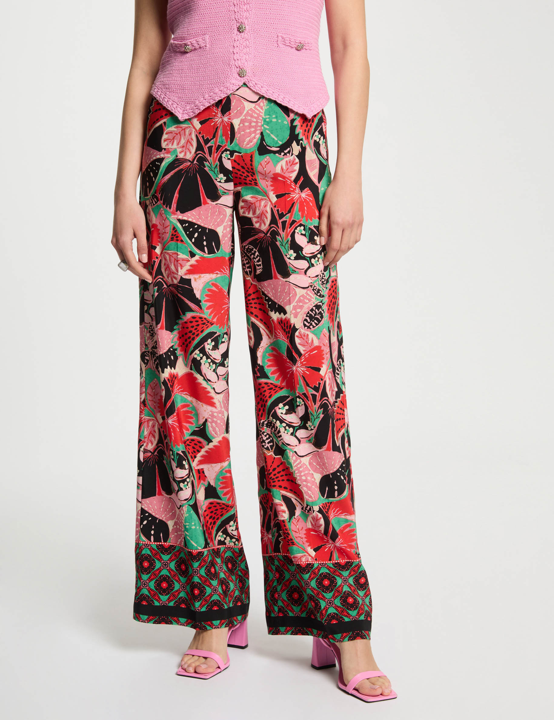 pantalon pernera ancha multicolor mujer Pantalón pernera ancha multicolor mujer
