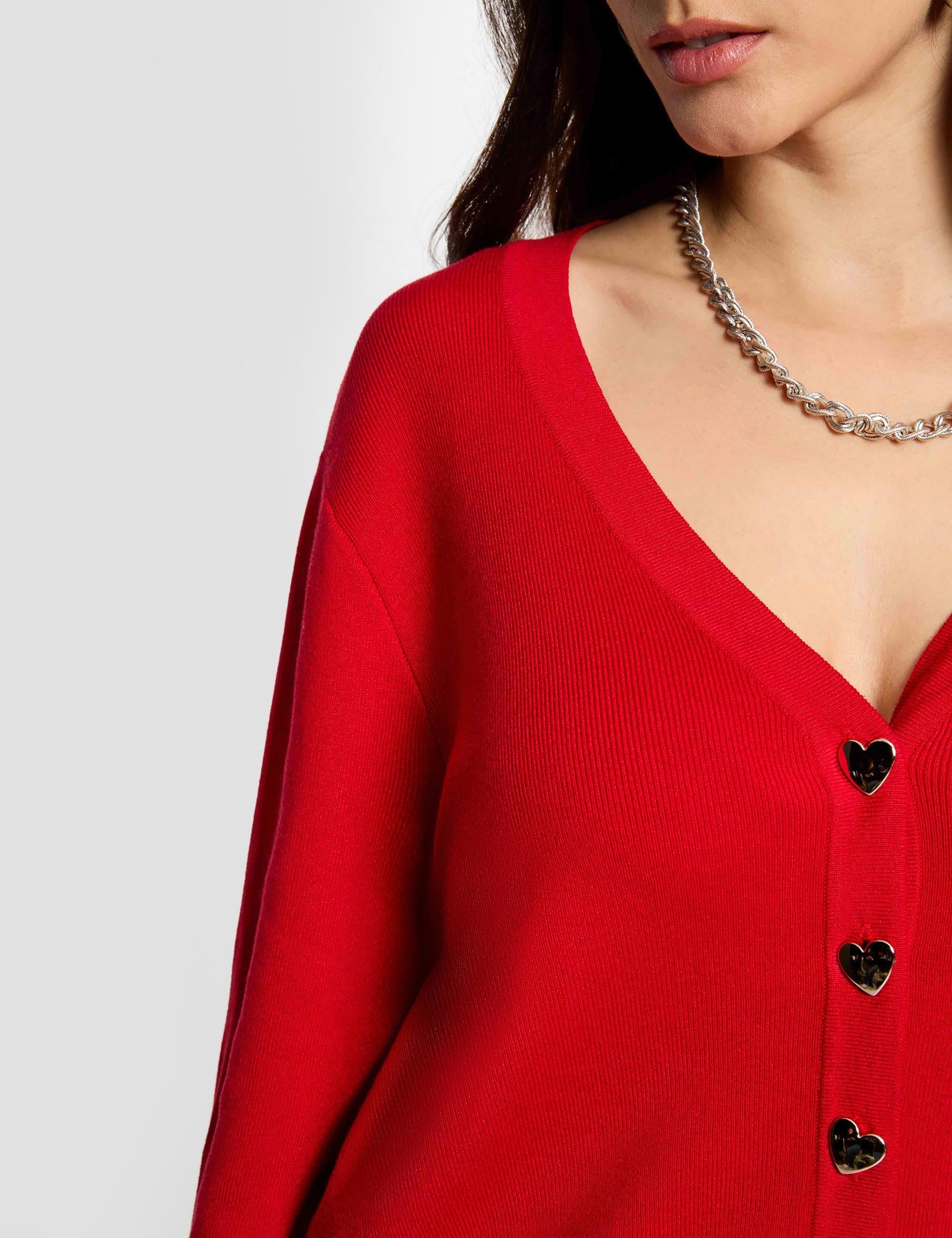 Chaleco ajustado cuello en v rojo mujer
