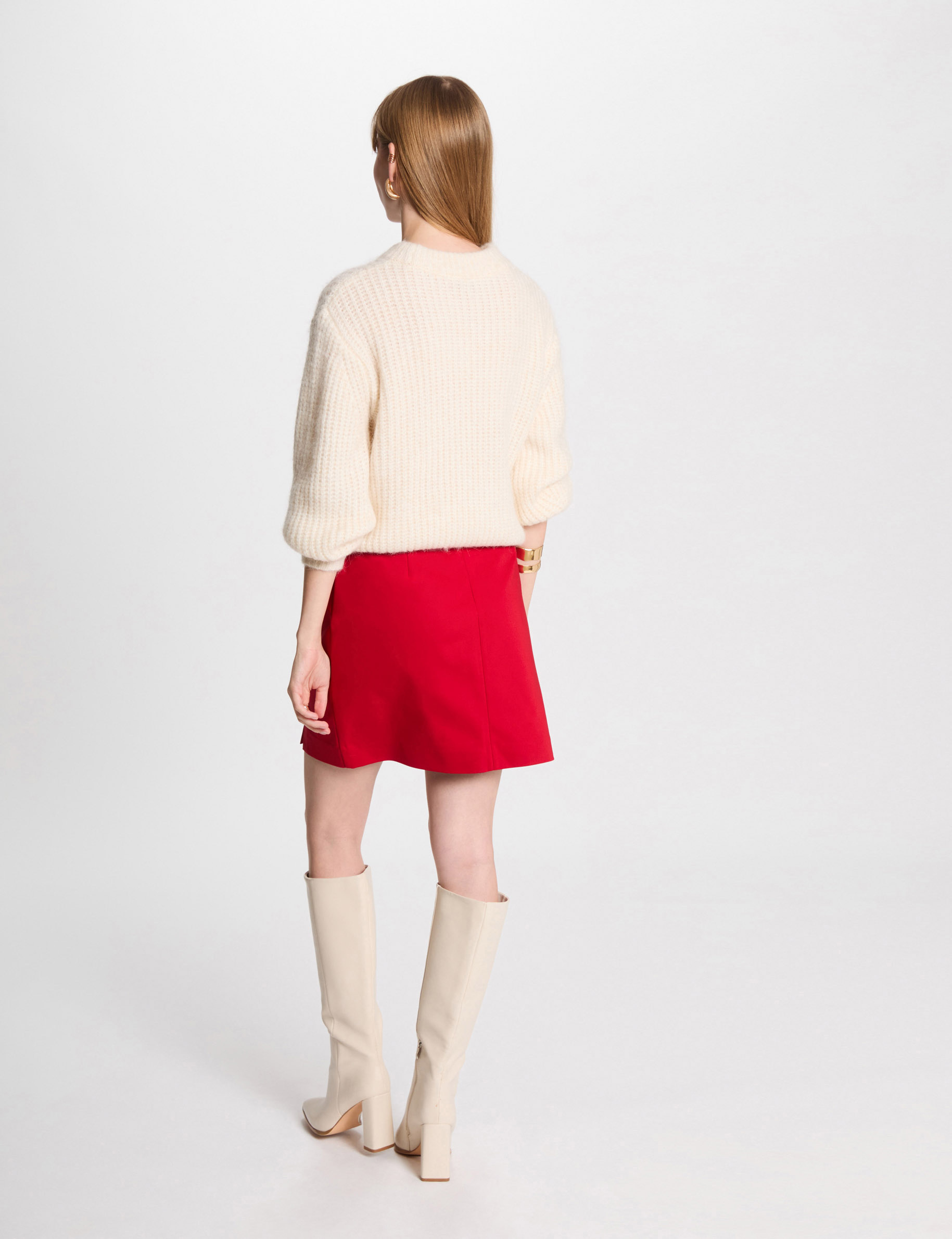 falda corta con botones rojo mujer Falda corta con botones rojo mujer