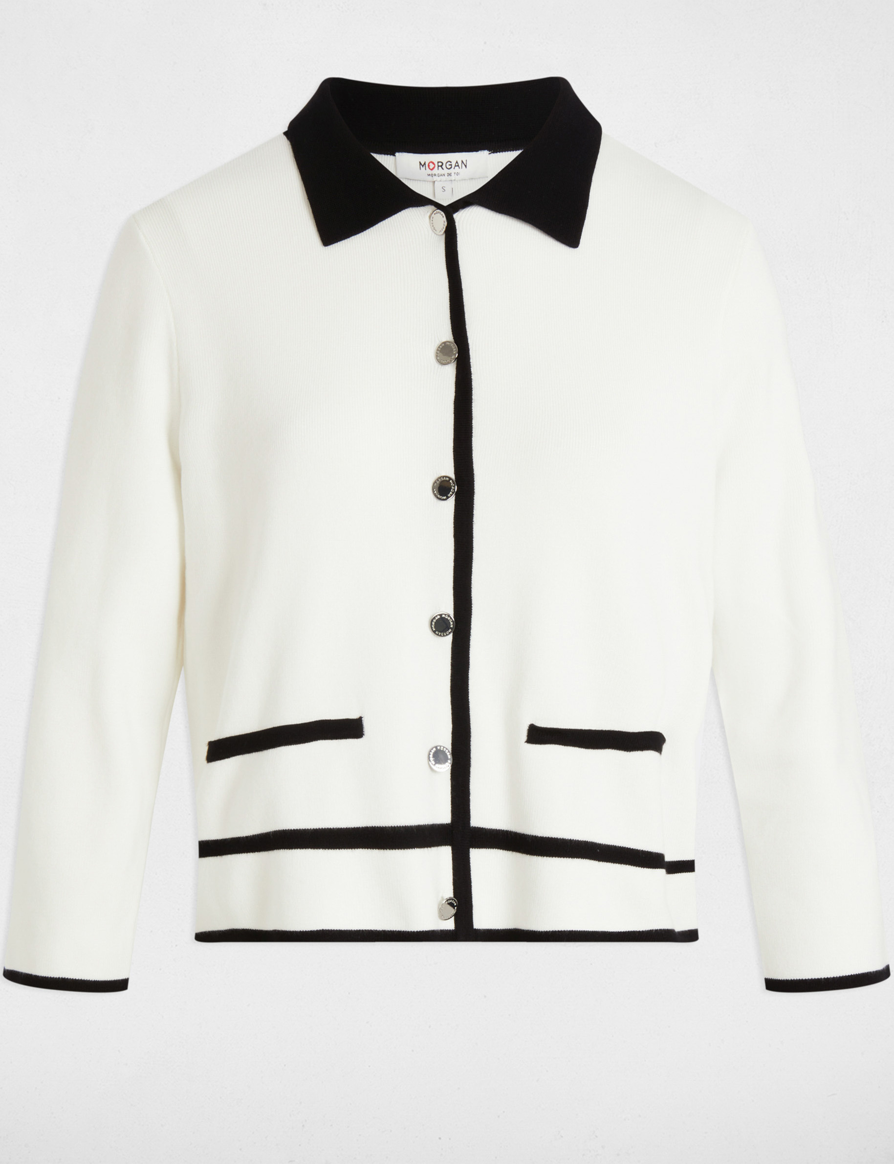 cardigan manga 34 blanco mujer Cárdigan manga 3/4 blanco mujer