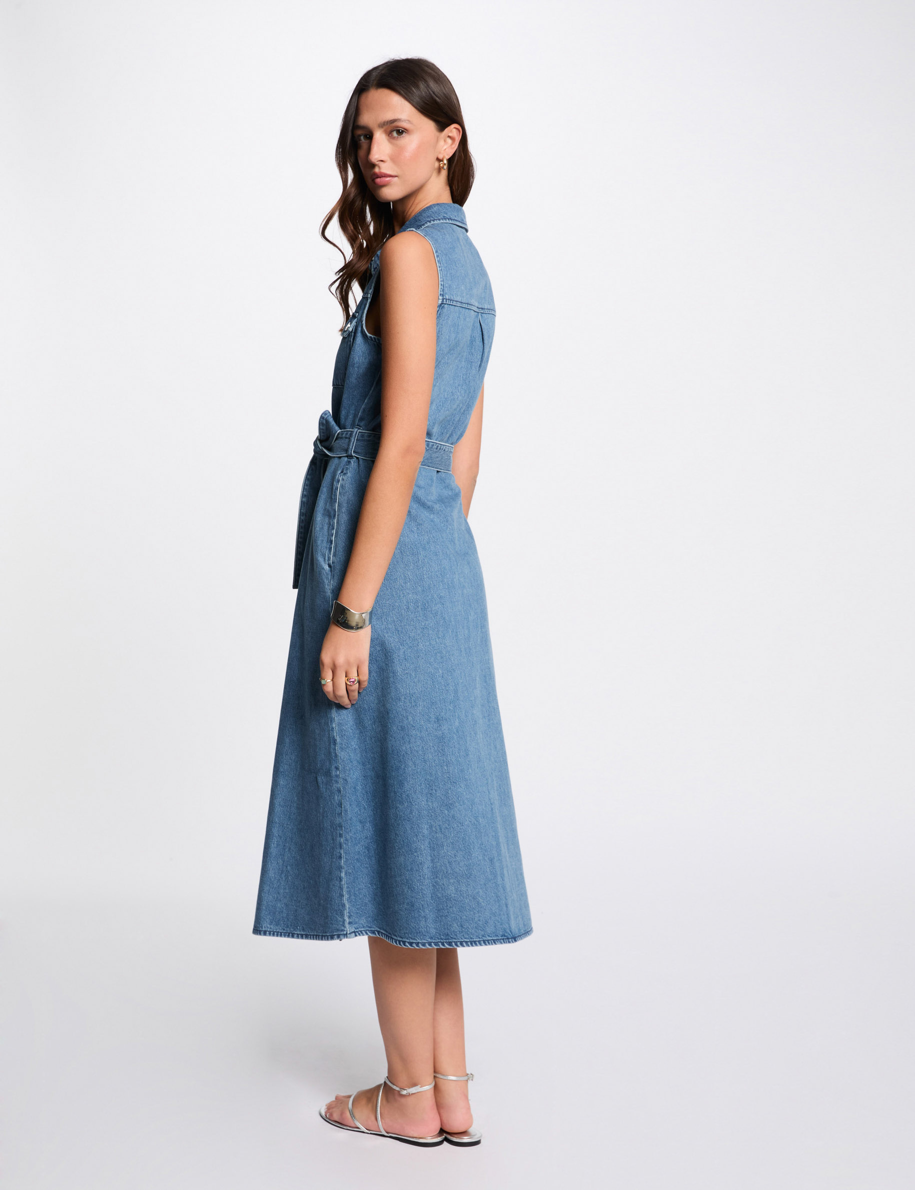 vestido midi evase vaquero denim stone mujer Vestido midi evasé vaquero denim stone mujer