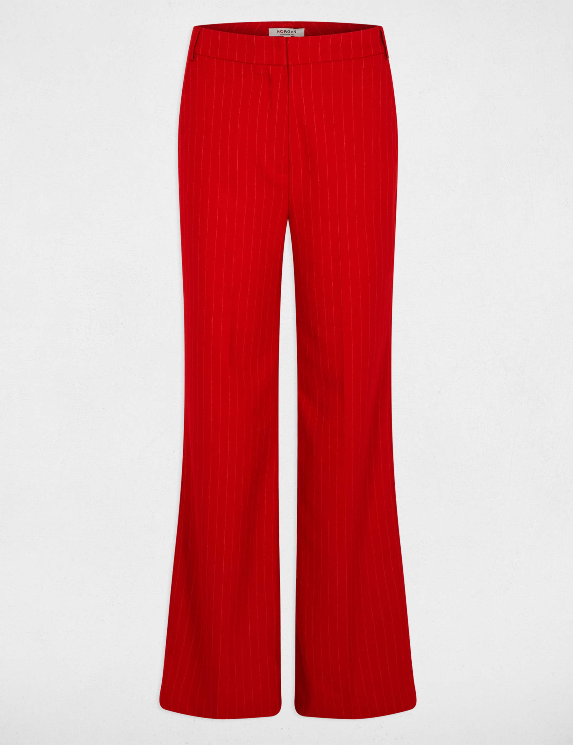 Pantal&oacute;n recto de tiro alto rojo mujer