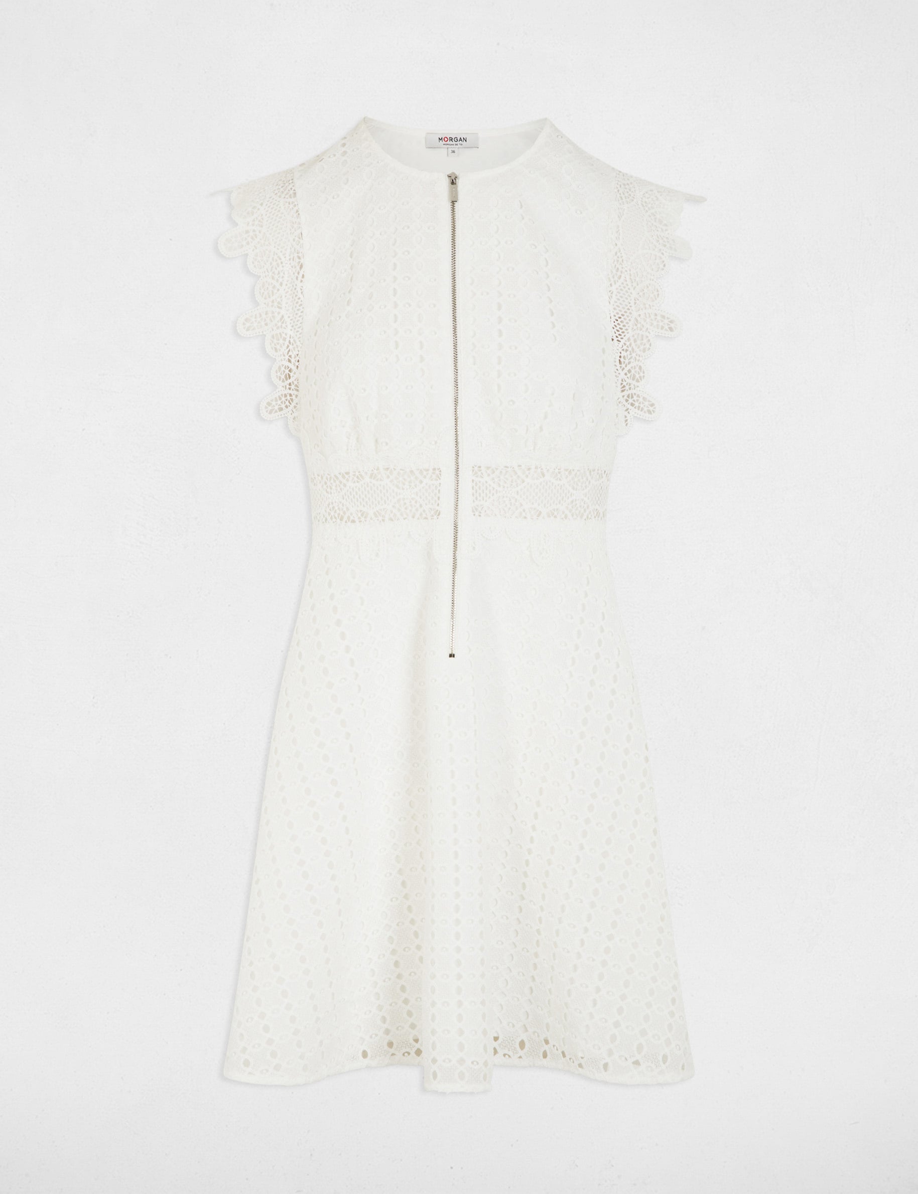 Vestido corto acampanado blanco mujer