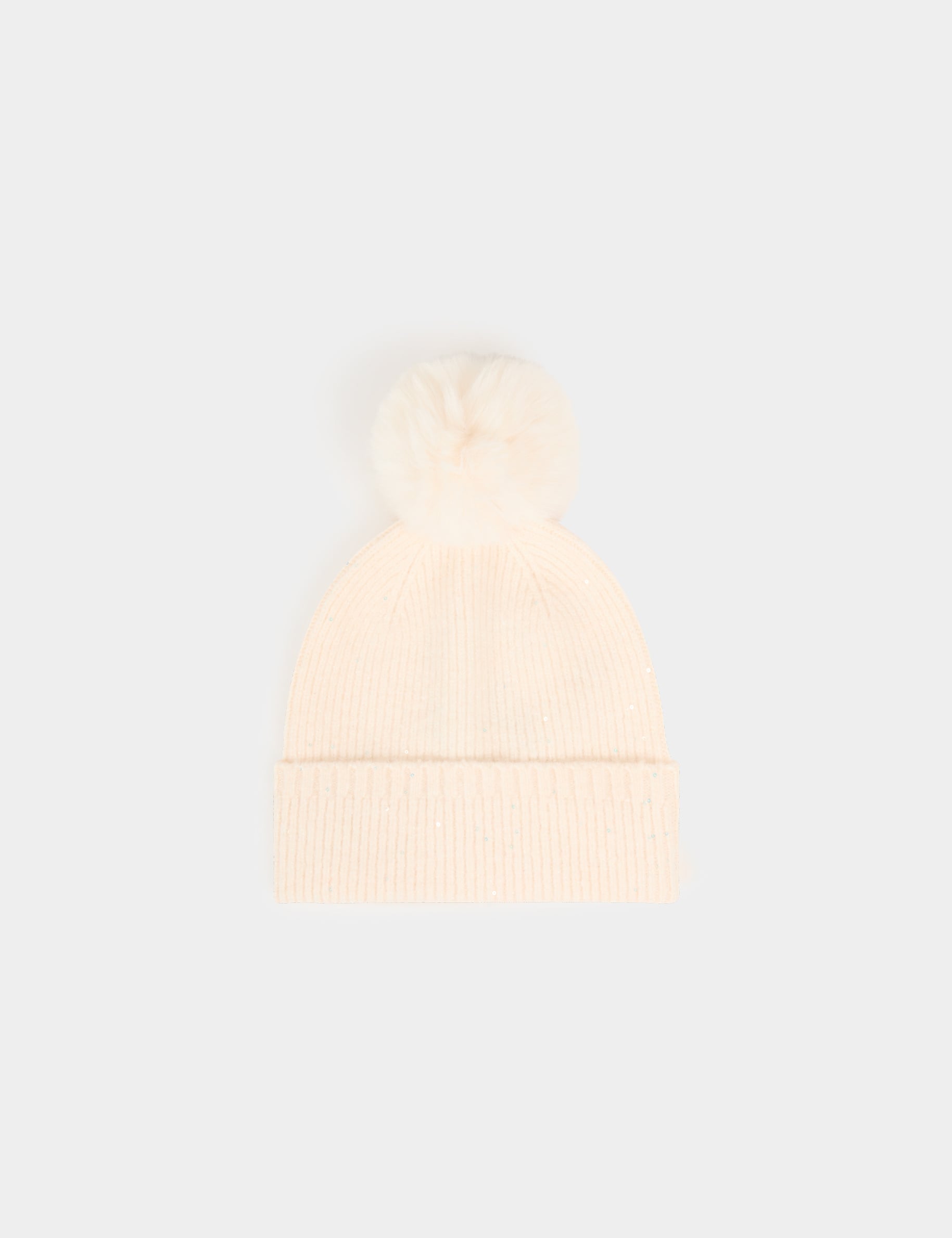 Gorro con hilos metalizados marfil mujer