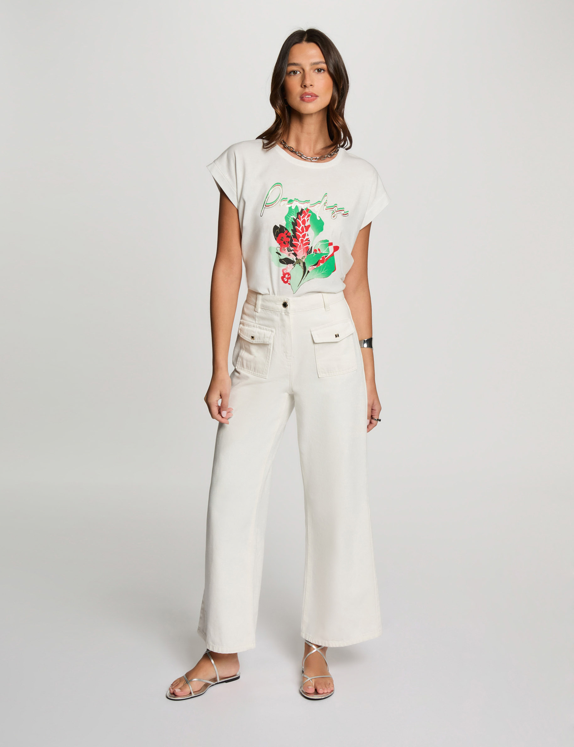 Camiseta con mensaje blanco mujer