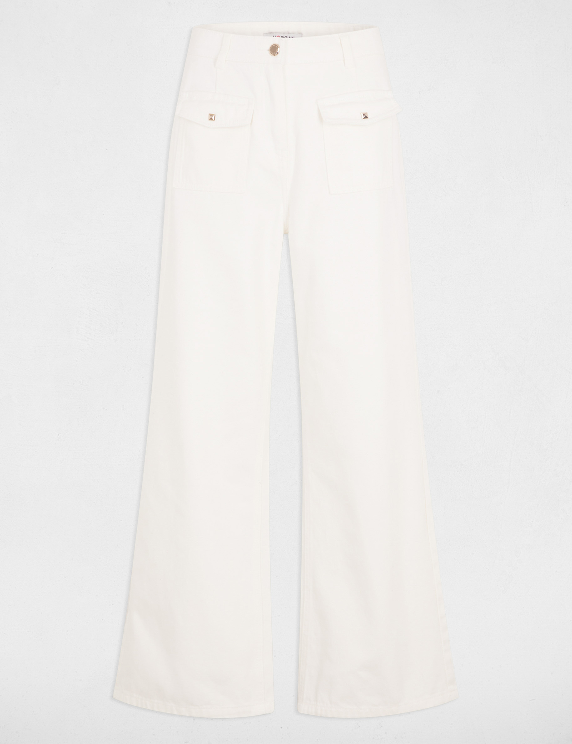 Vaquero pernera ancha blanco mujer