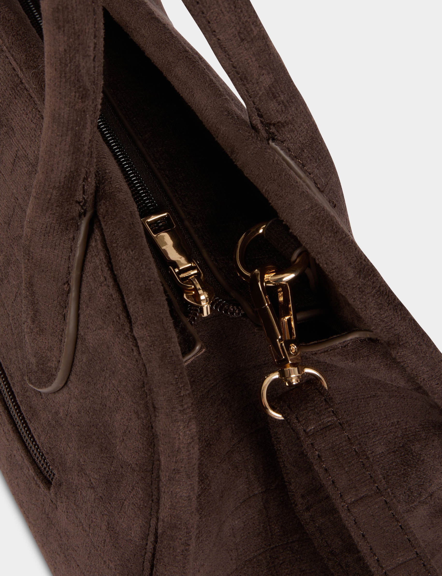 Bolso de ante efecto cocodrilo marr&oacute;n oscuro mujer