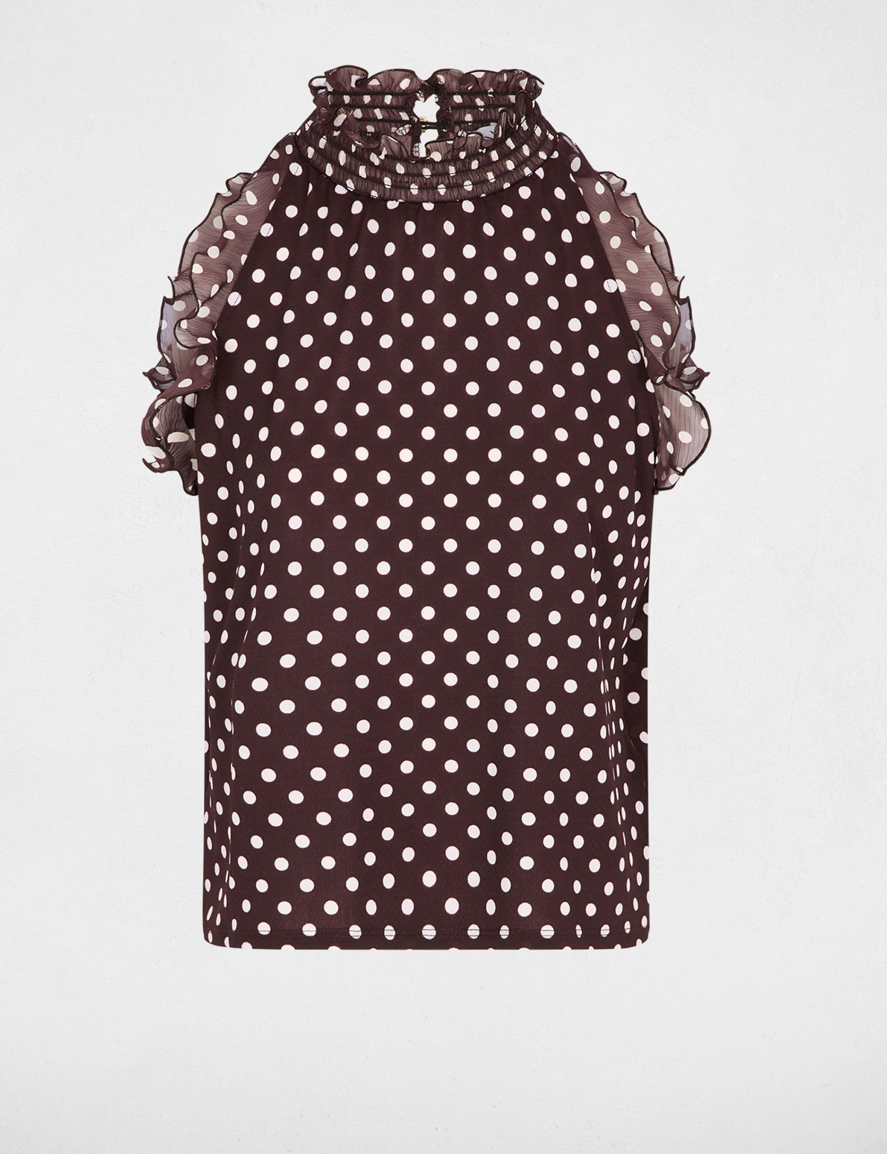 Top de cuello alto marr&oacute;n oscuro mujer