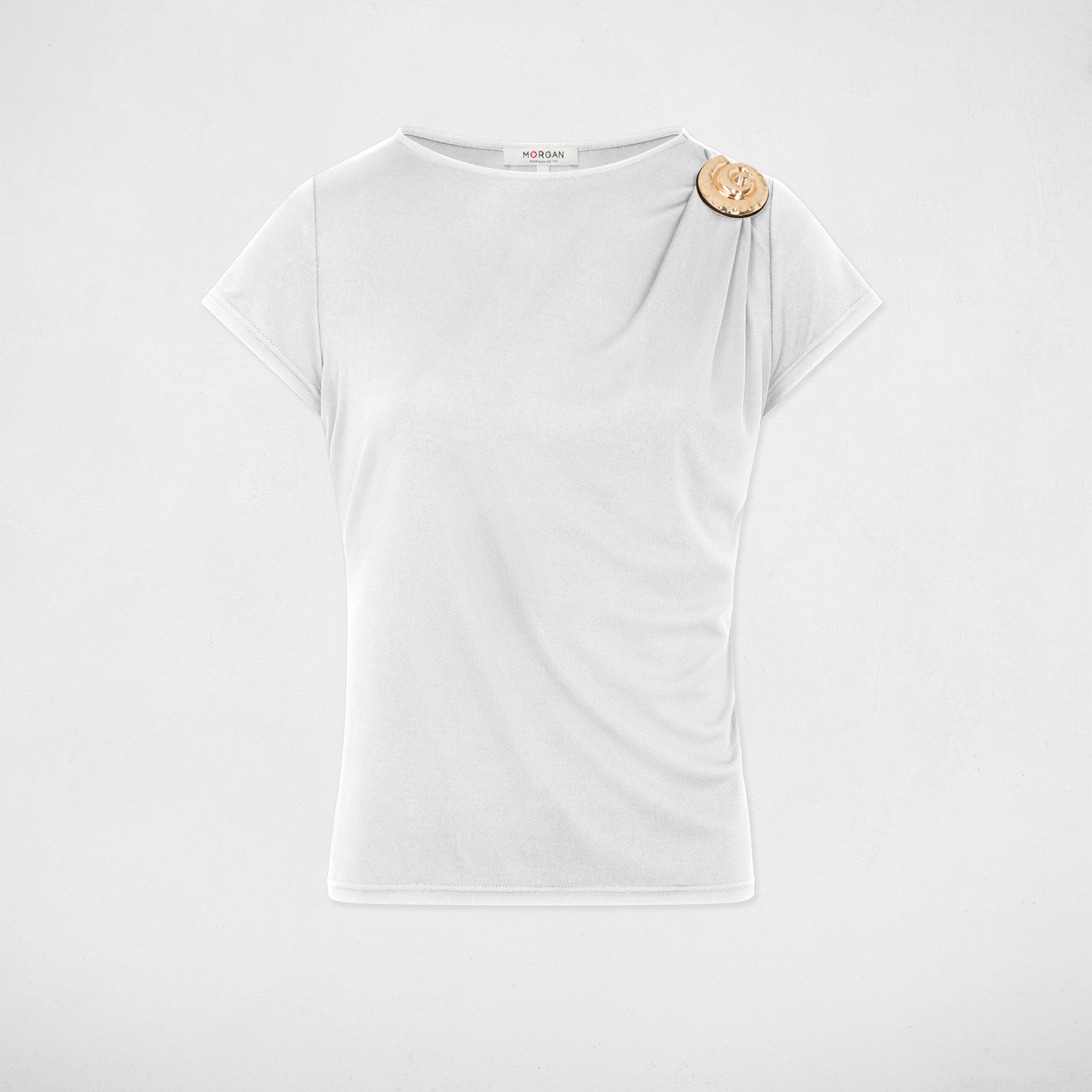 Camiseta cuello redondo blanco mujer