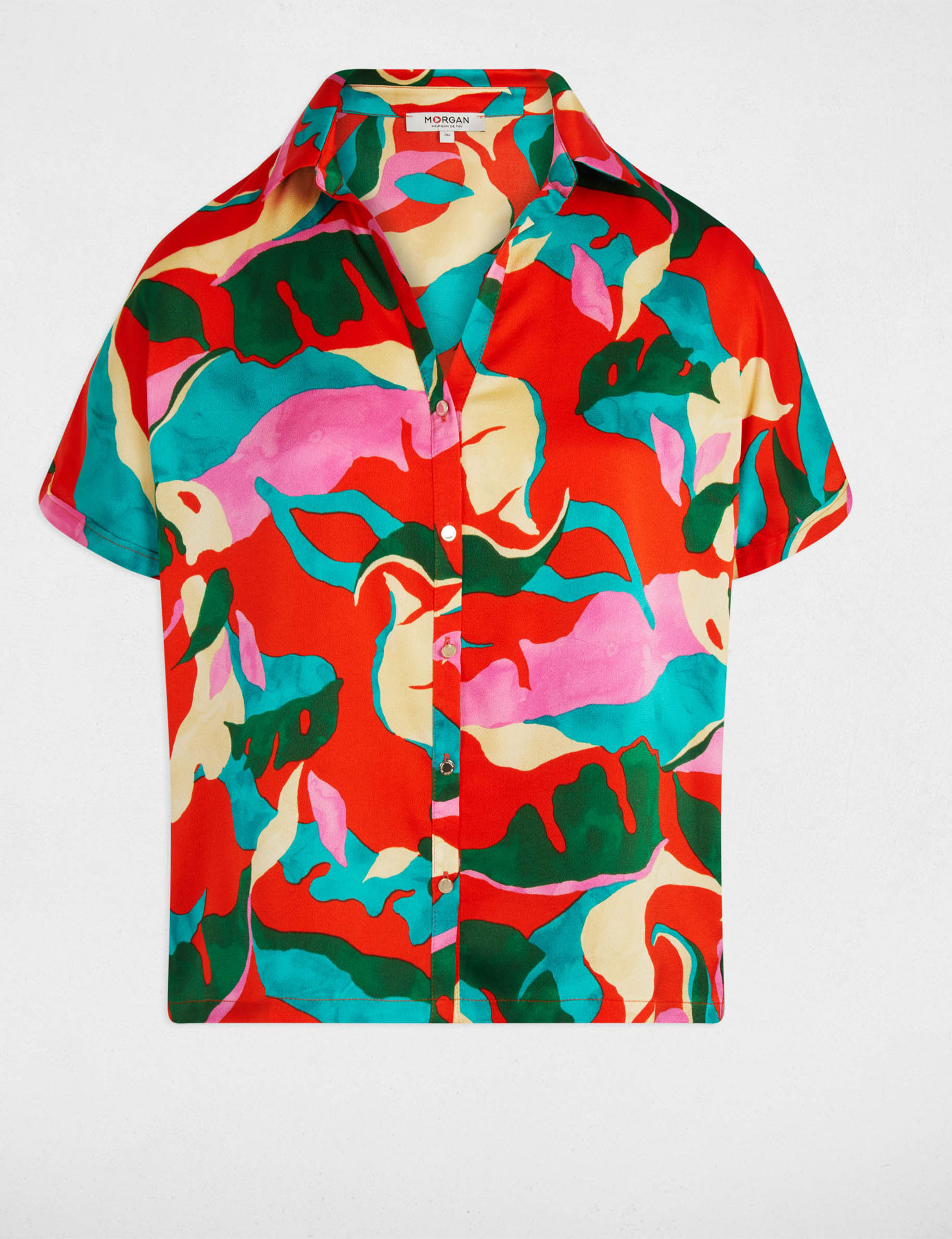 camisa manga corta multicolor mujer Camisa manga corta multicolor mujer