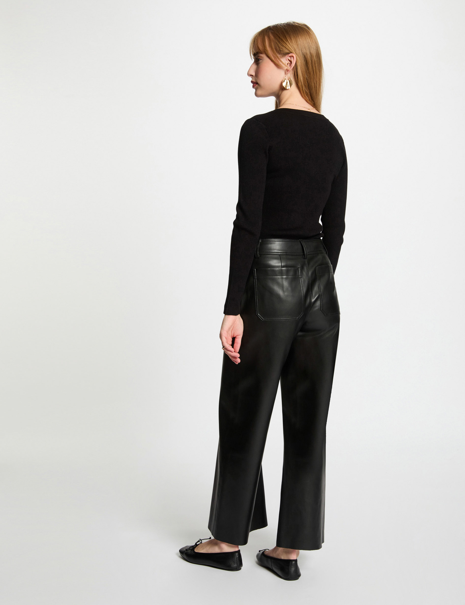 jersey de manga larga punto fino botones negro mujer Jersey de manga larga punto fino botones negro mujer