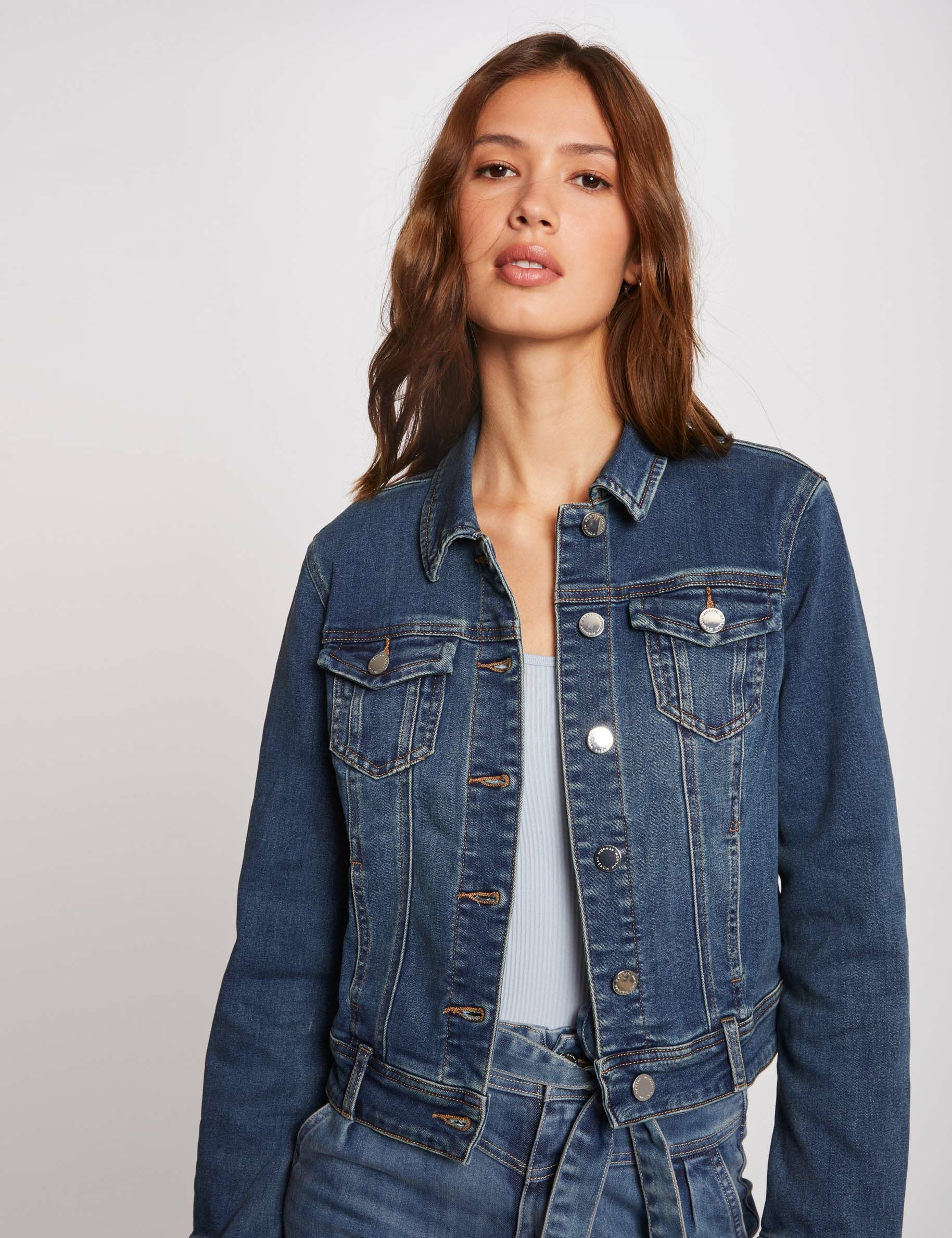 Chaqueta vaquera recta con botones vaquero stone mujer Chaqueta vaquera recta con botones vaquero stone mujer