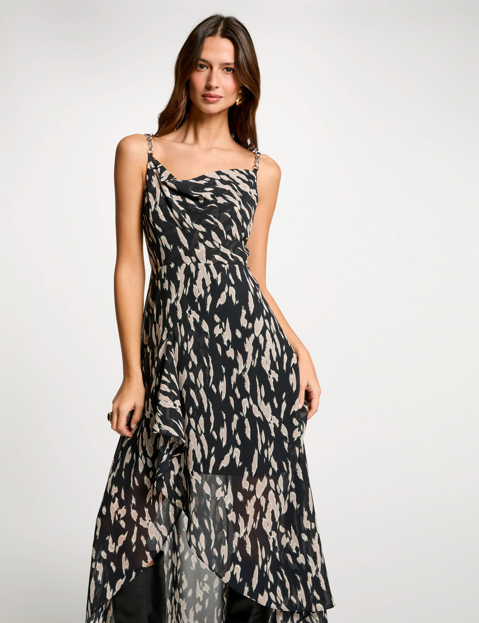 vestido largo estampado negro mujer Vestido largo estampado negro mujer