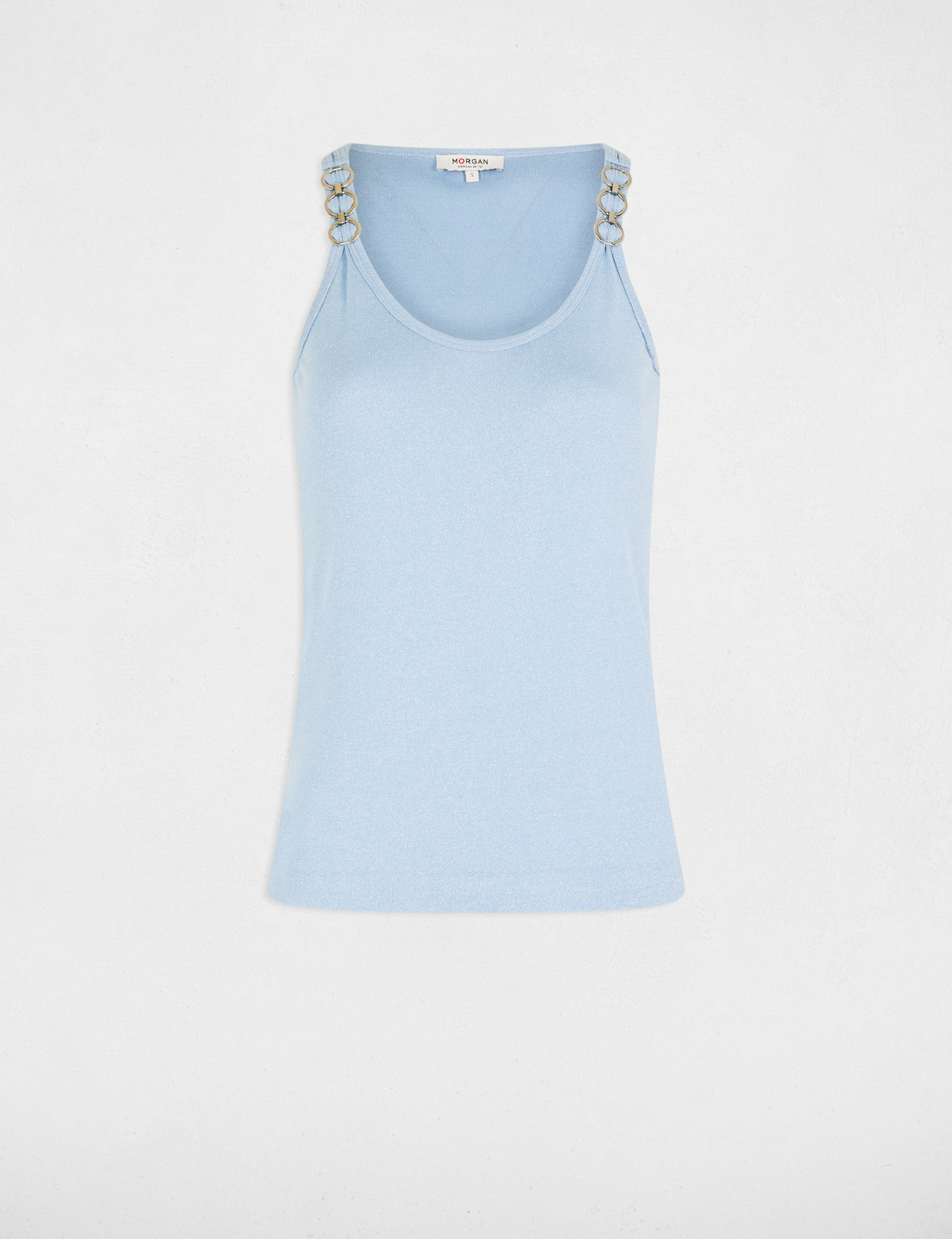 top con tirantes finos azul cielo mujer Top con tirantes finos azul cielo mujer