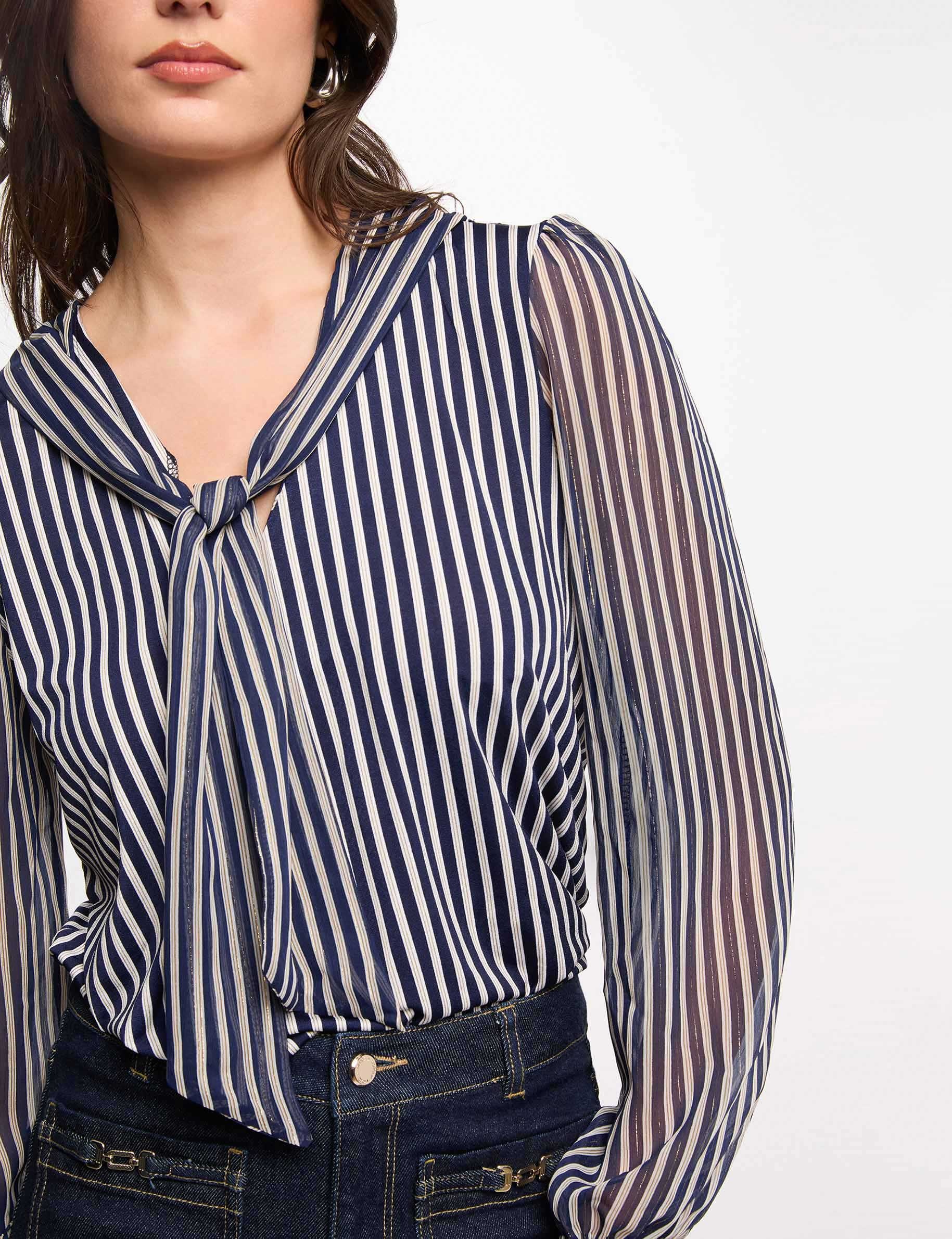 Camiseta con cuello lazada blanco mujer