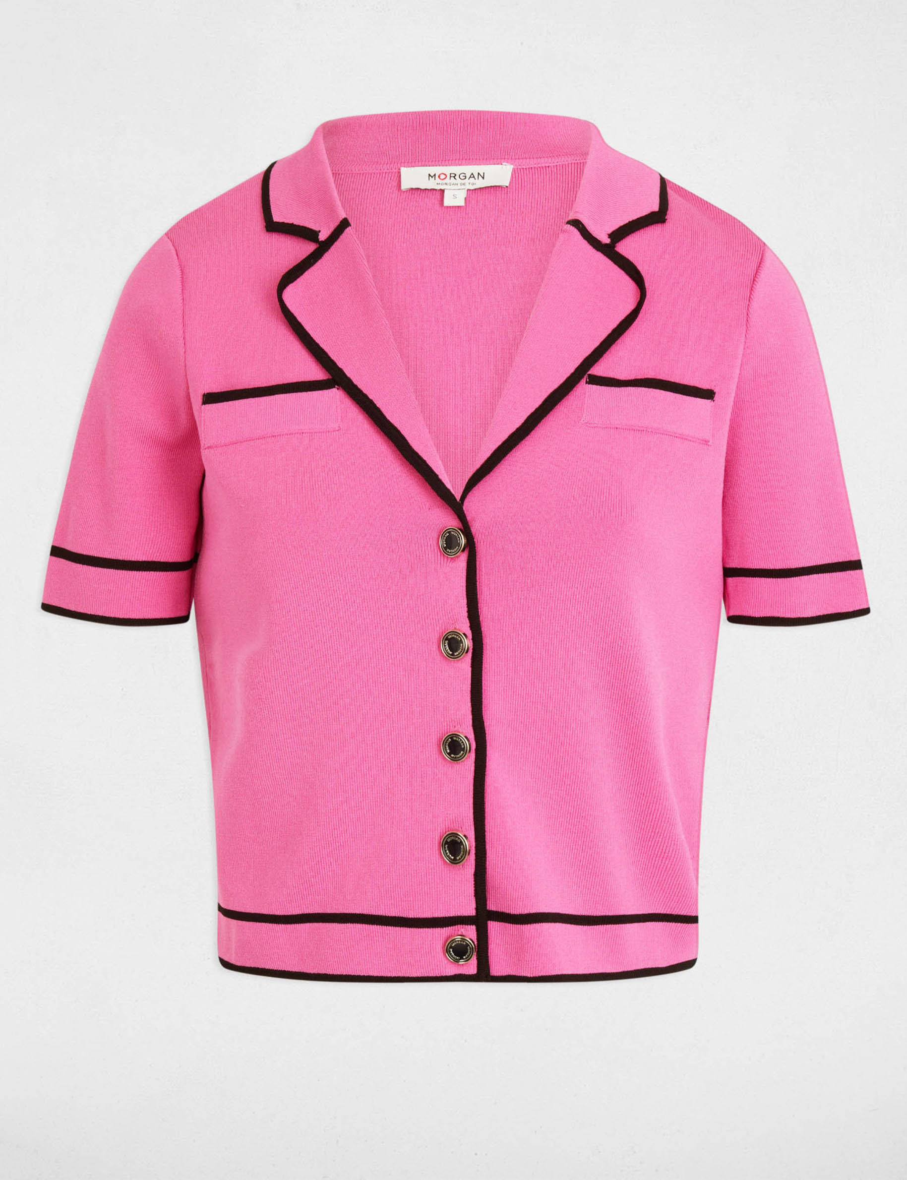cardigan manga corta rosa mujer Cárdigan manga corta rosa mujer