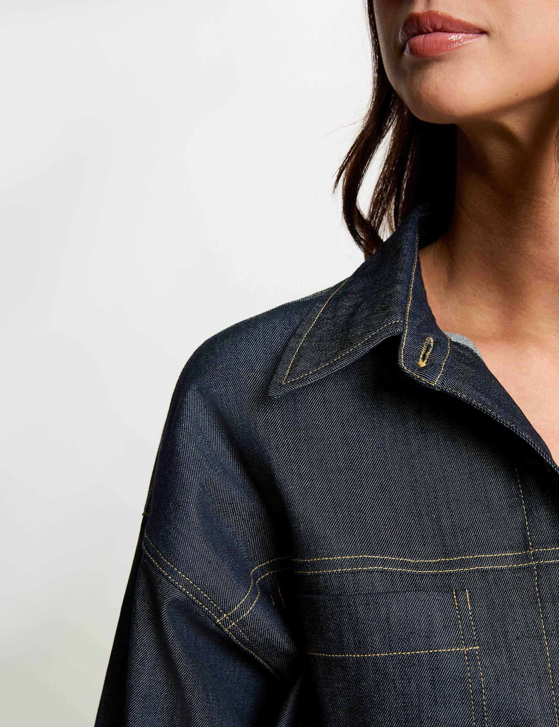 Chaqueta vaquera corta denim crudo mujer