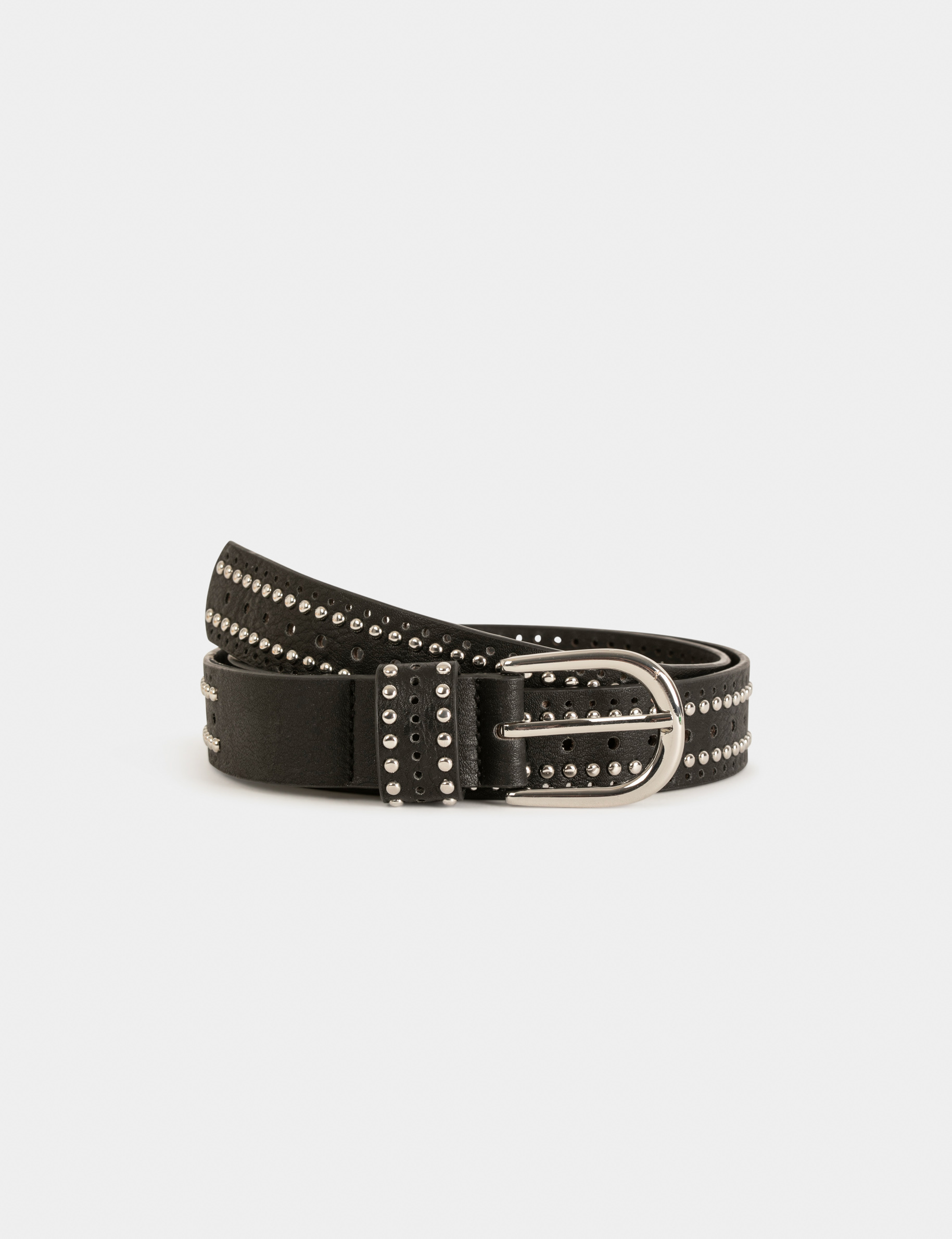 cinturon con tachuelas y perforaciones negro mujer Cinturón con tachuelas y perforaciones negro mujer