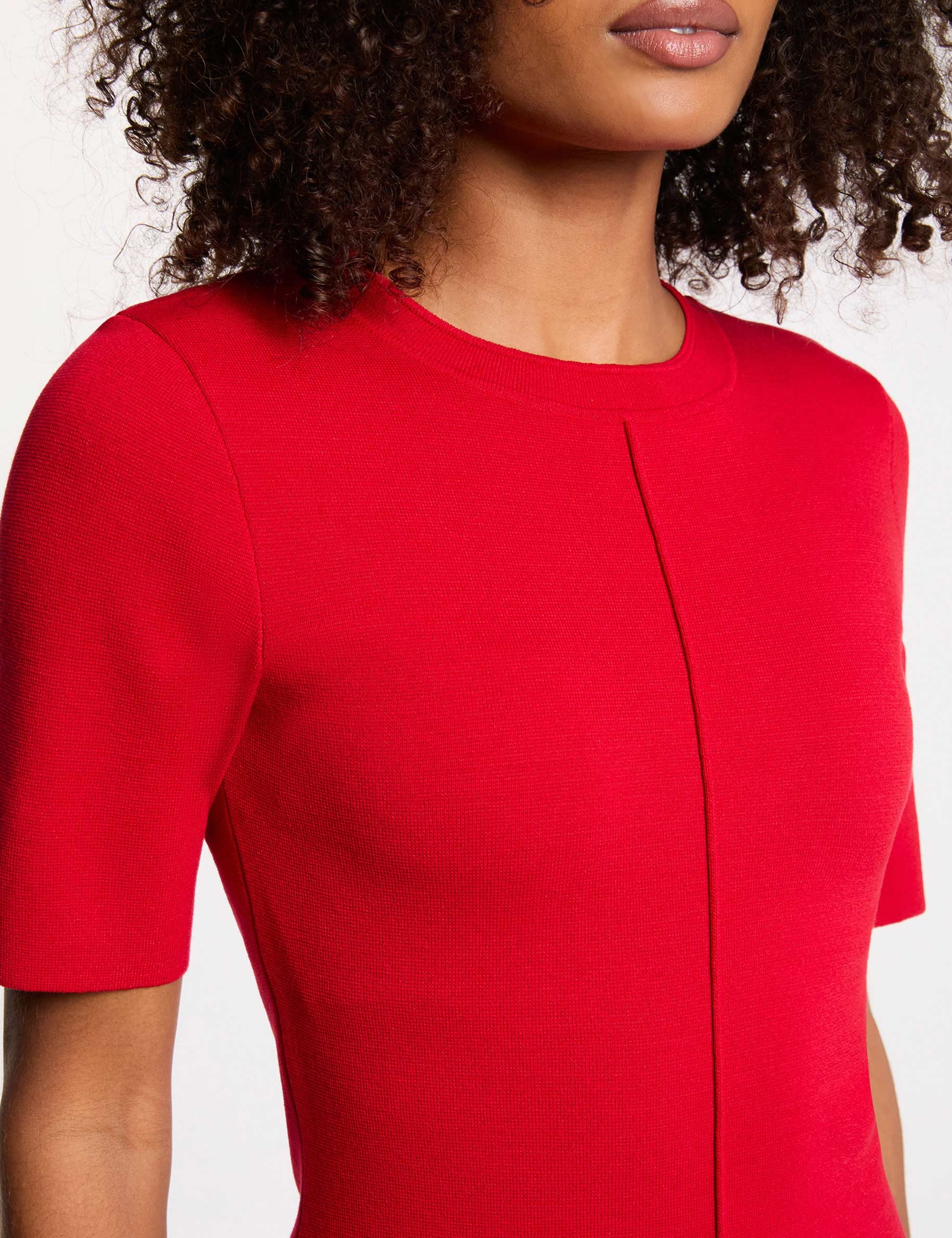 Vestido de punto corto ajustado rojo mujer