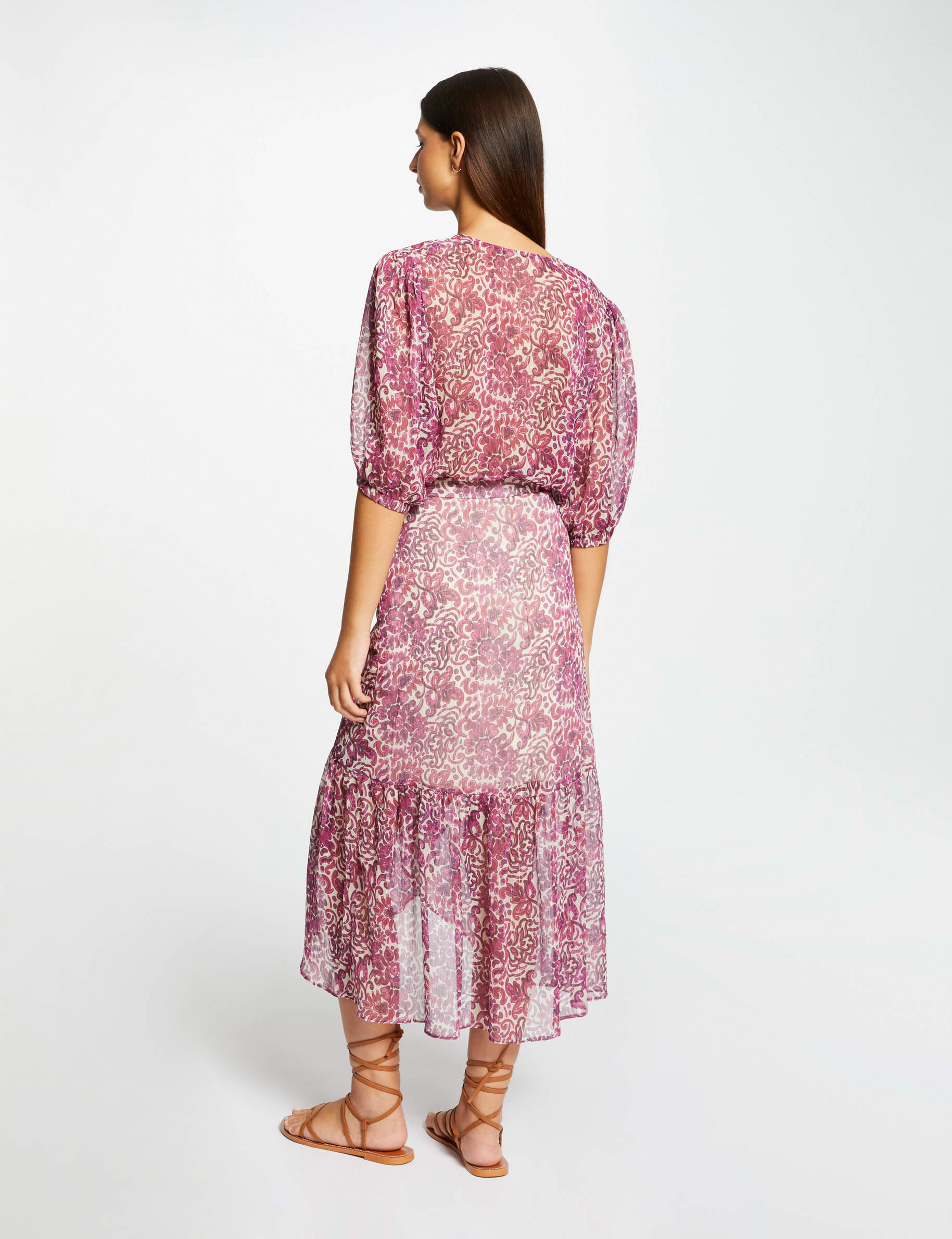 Falda midi recta estampado cachemira multico mujer