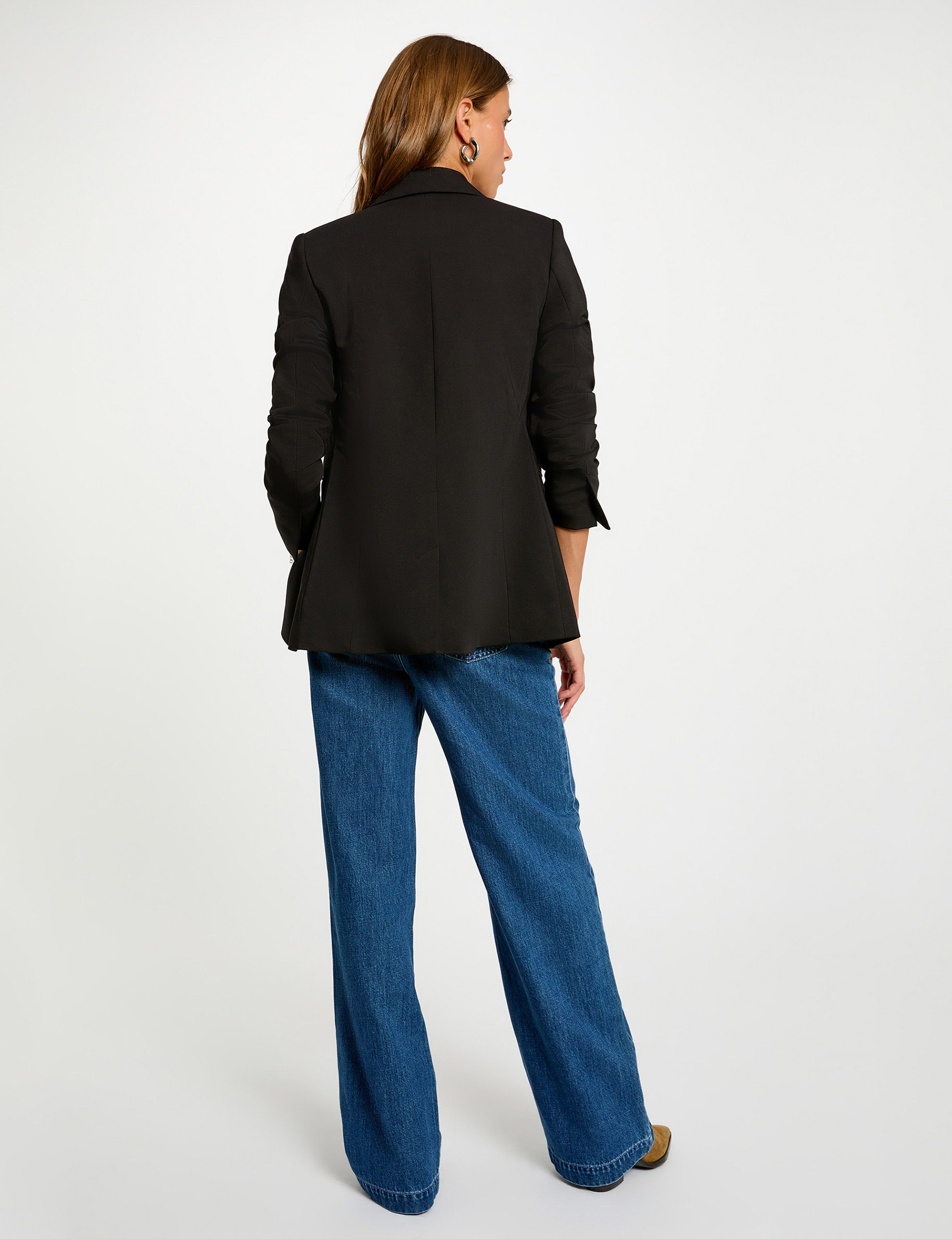 Chaqueta entallada de manga larga negro mujer